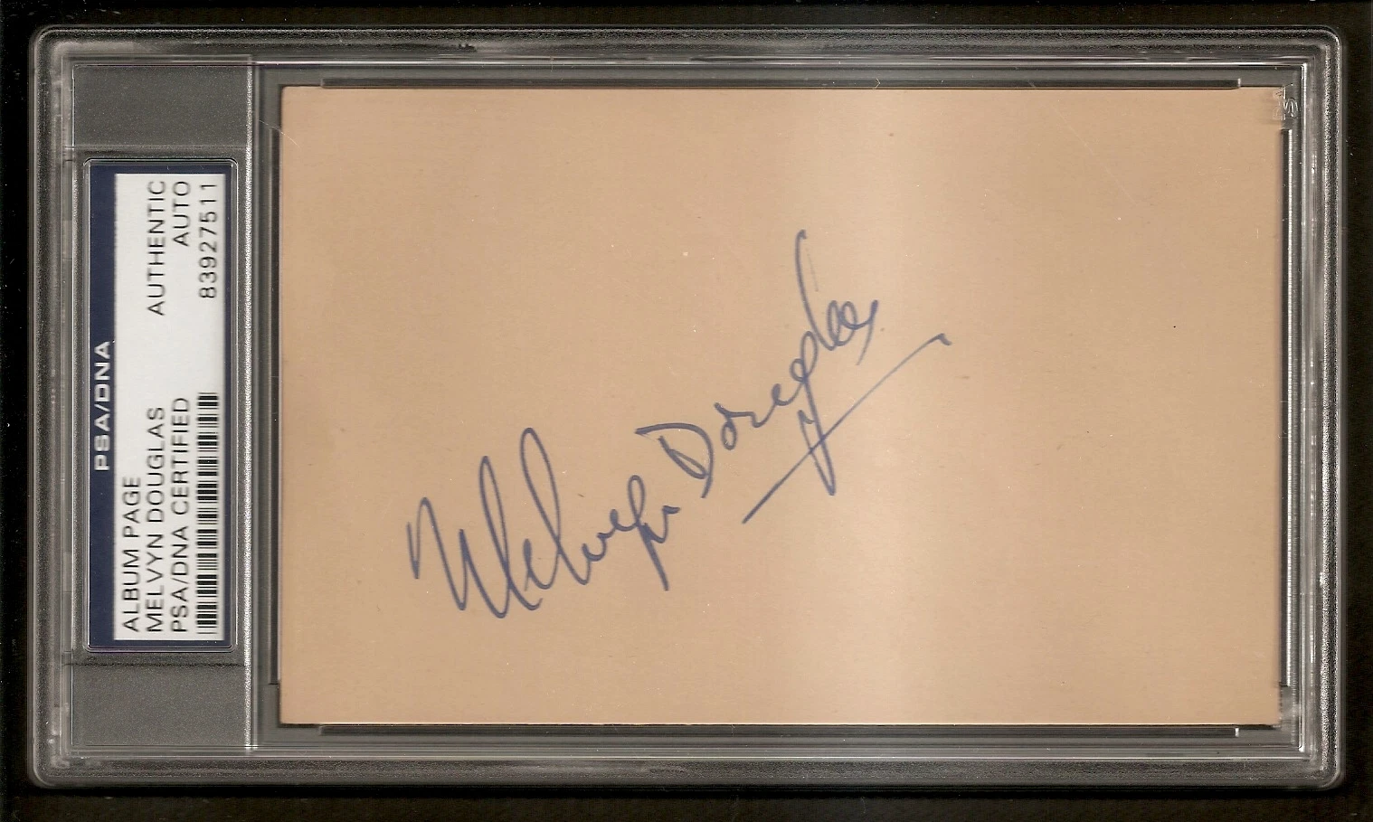Melvyn Douglas Best Actor Oscar Academy Winner Album Page Signed Auto PSA/DNA
