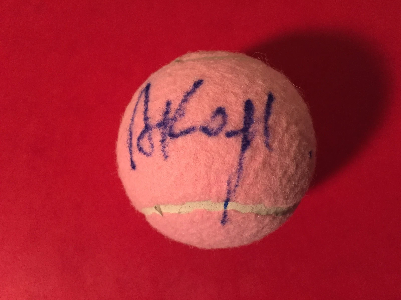 ANA KONJUH PINK WILSON HOPE CANCER RESEARCH TENNIS BALL SIGNED AUTO COLLECTIBLE MEMORABILIA