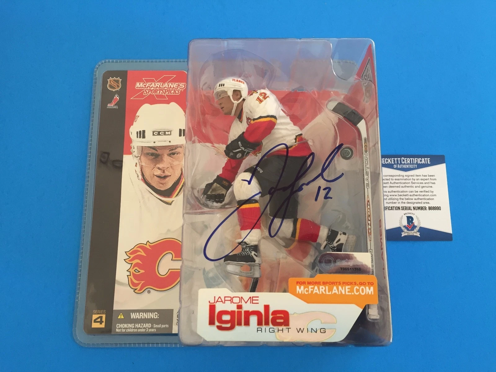 Jarome Iginla Flames Signed Auto McFarlane Action Figurine Beckett BAS COA
