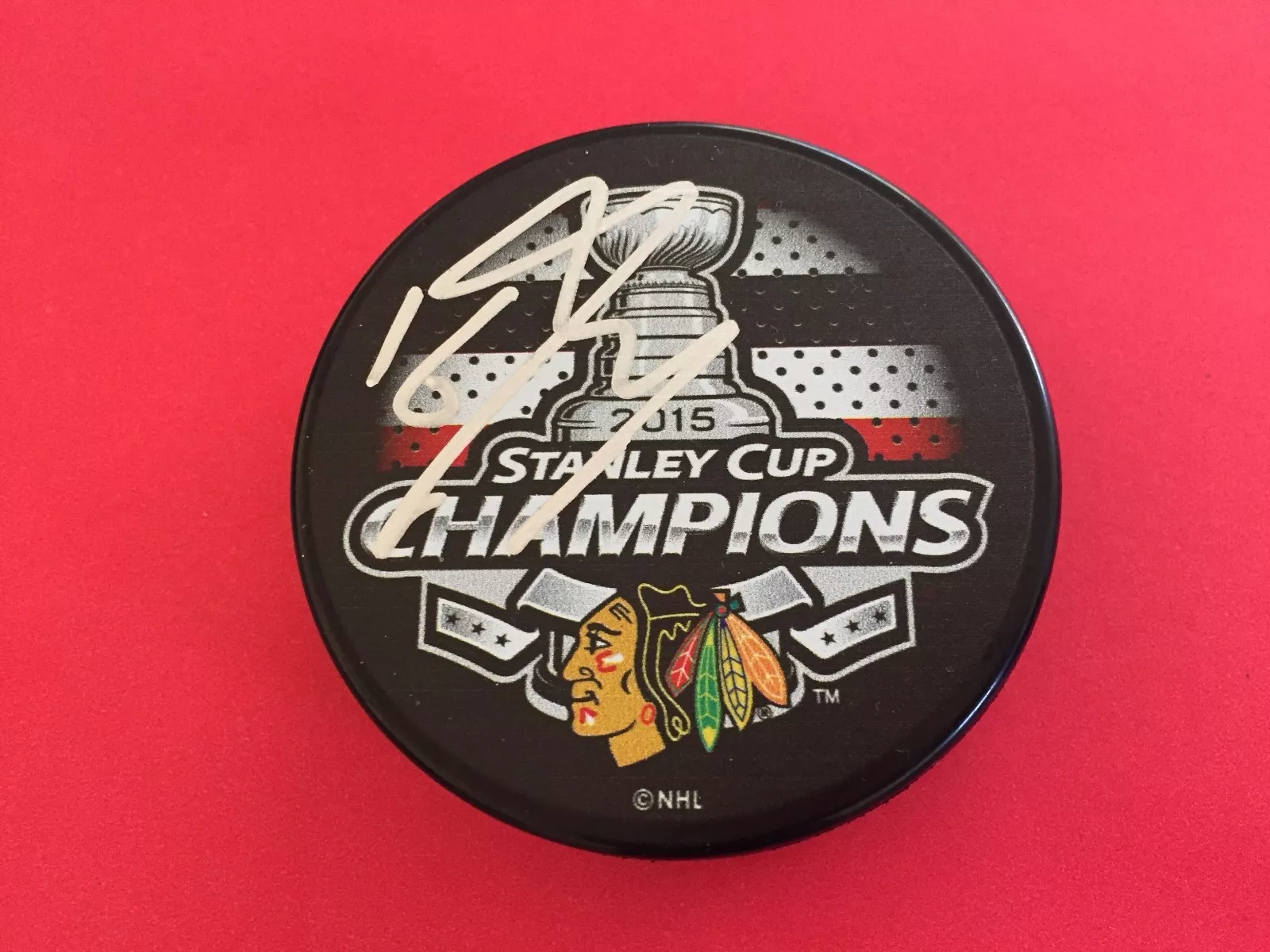 Marcus Kruger Blackhawks Hockey 2015 Stanley Cup Champions Signed Auto Puck
