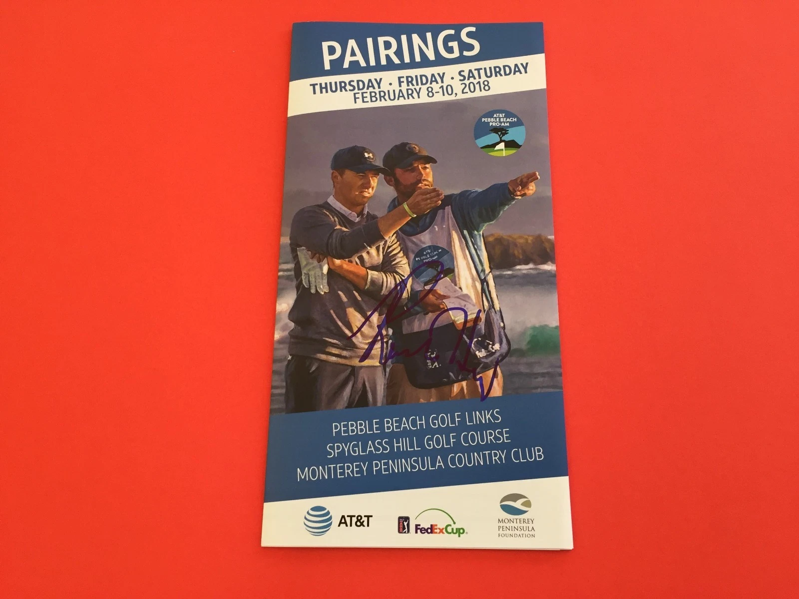 Russell Henley GOLF Pebble Beach 2018 Pairings Program Signed Auto
