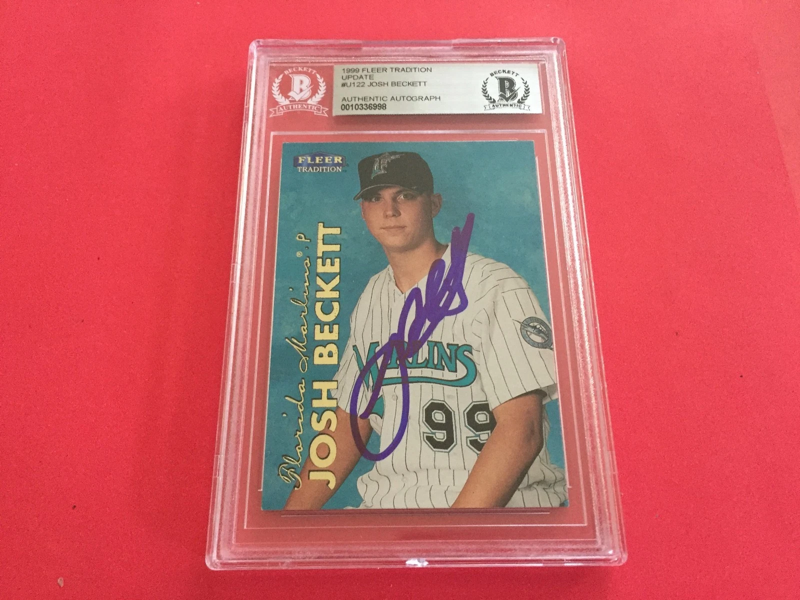 Josh Beckett Marlins 1999 Fleer Update Rookie Signed Auto Beckett BAS Slabbed
