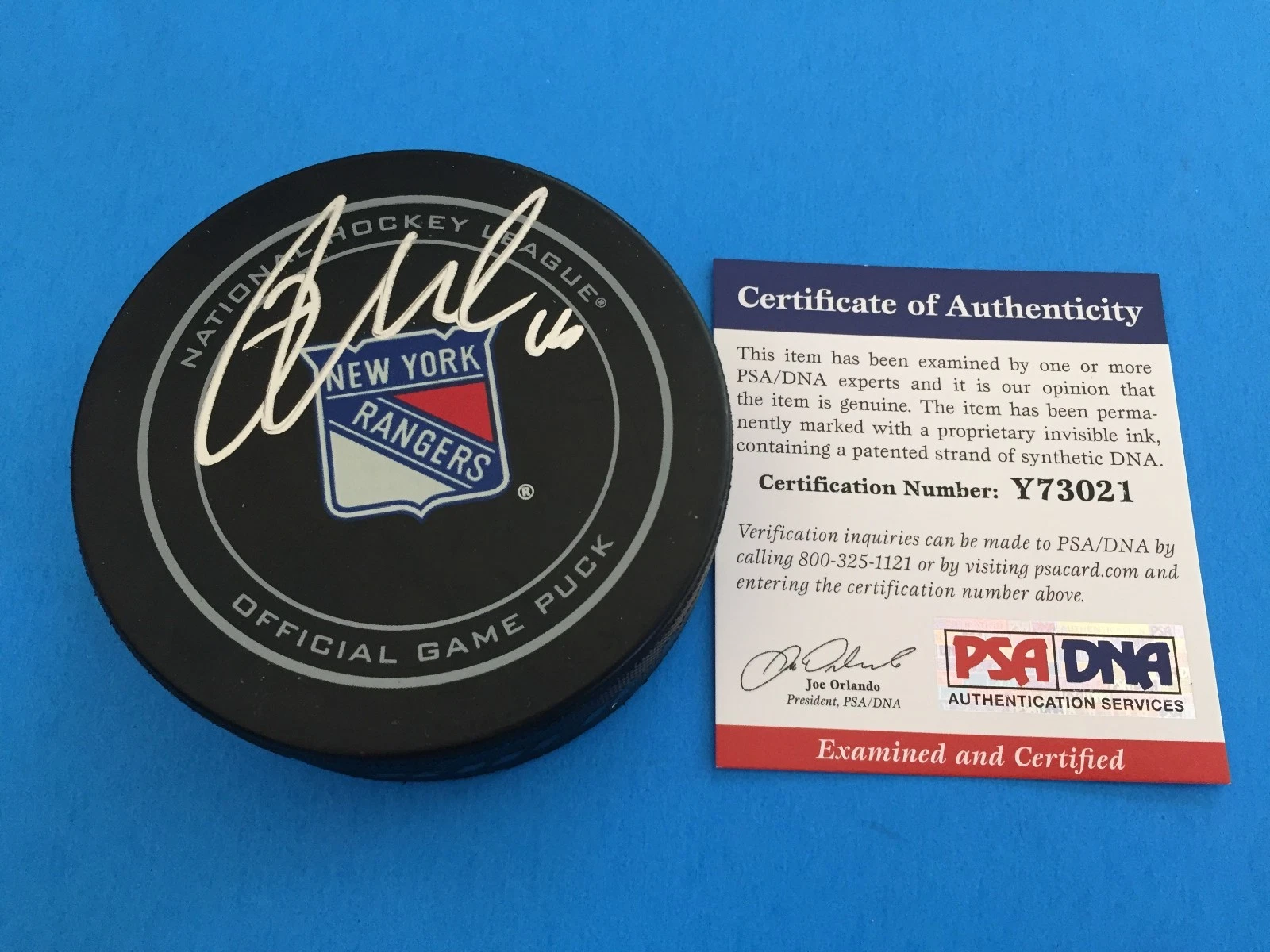 Derick Brassard New York Rangers Signed Puck Auto Beckett BAS COA
