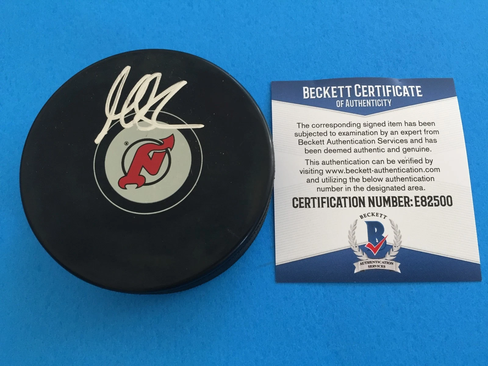 Martin Brodeur Devils HOF Signed Puck Auto Beckett BAS COA
