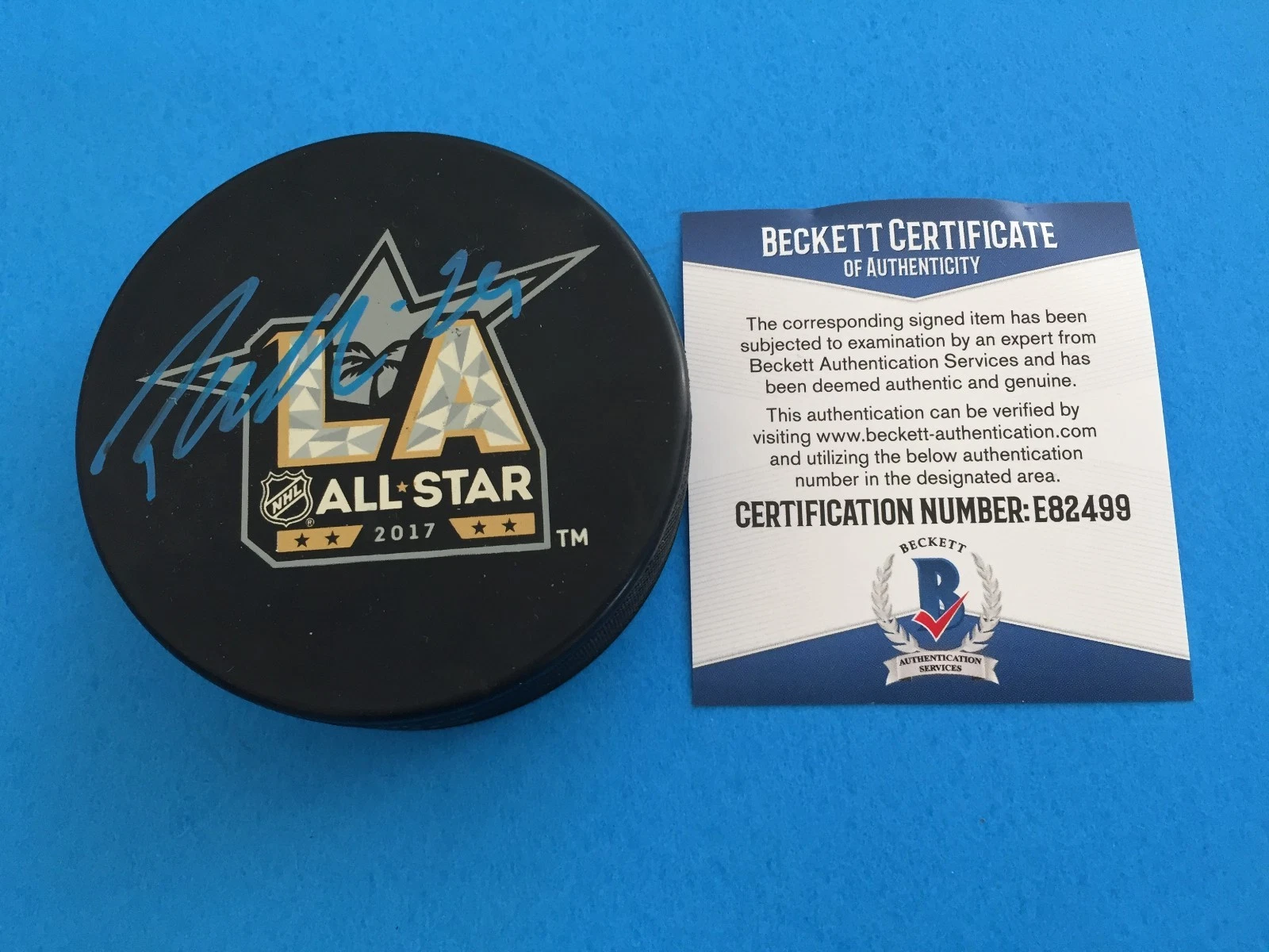 Patrik Laine Winnipeq Jets 2017 All-Star Signed Puck Auto Beckett BAS COA
