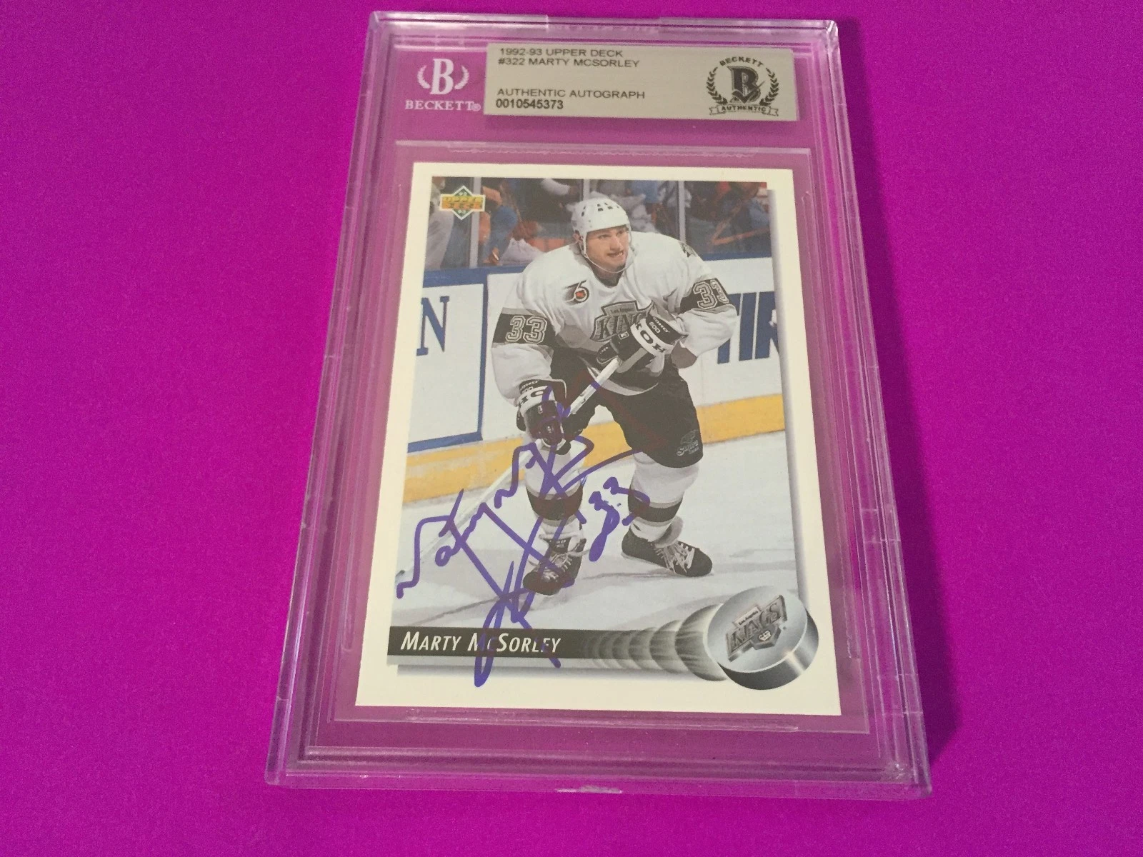 Marty McSorley Kings 1992-93 UD Signed Auto Beckett SLABBED BAS

