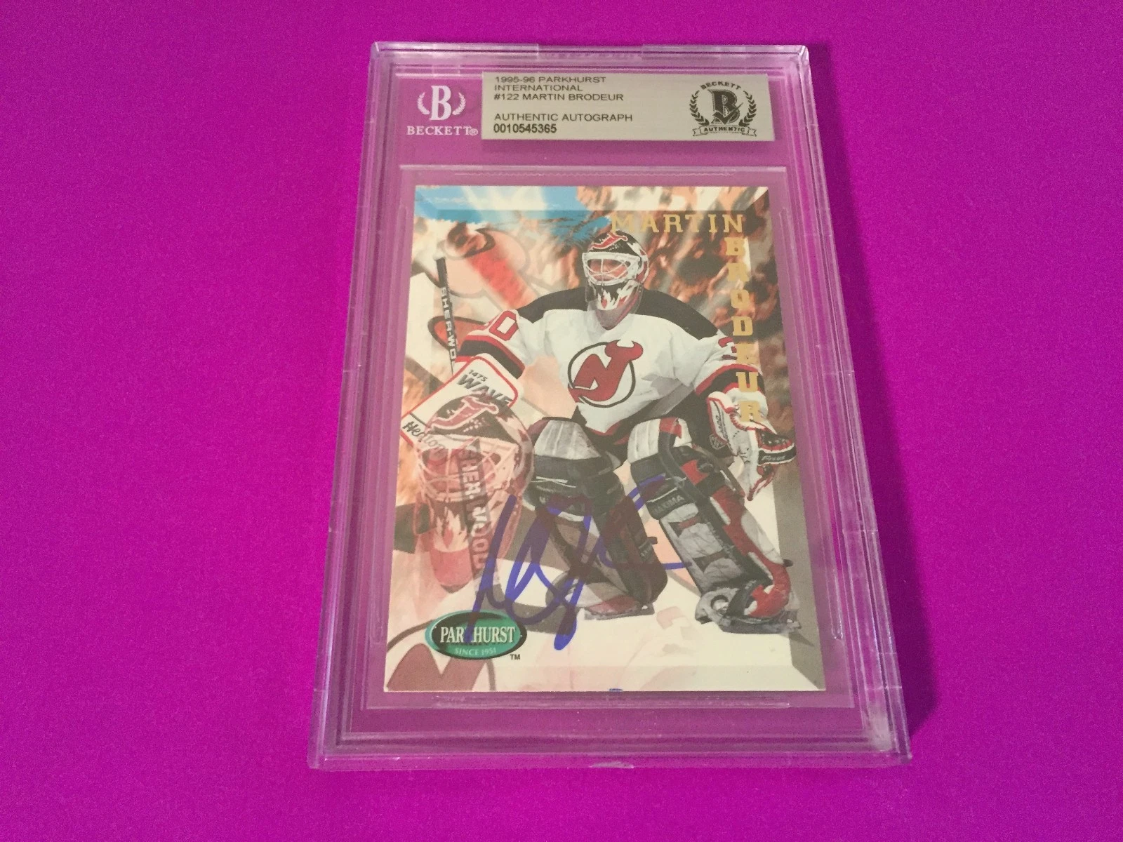 Martin Brodeur 1995-96 Parkhurst International Signed Auto Beckett SLABBED BAS
