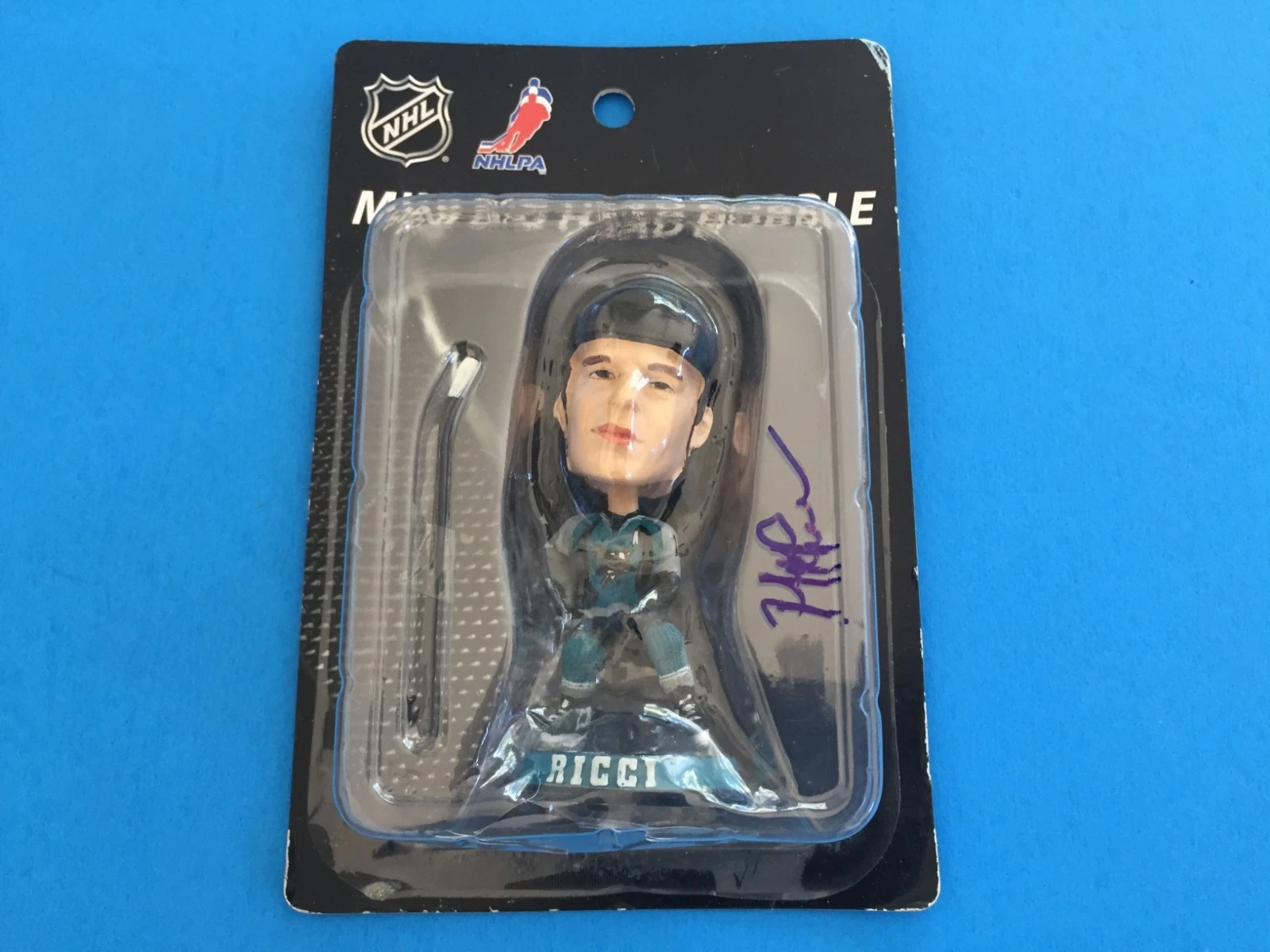 Mike Ricci SHARKS Mini Bobble Head Signed Auto
