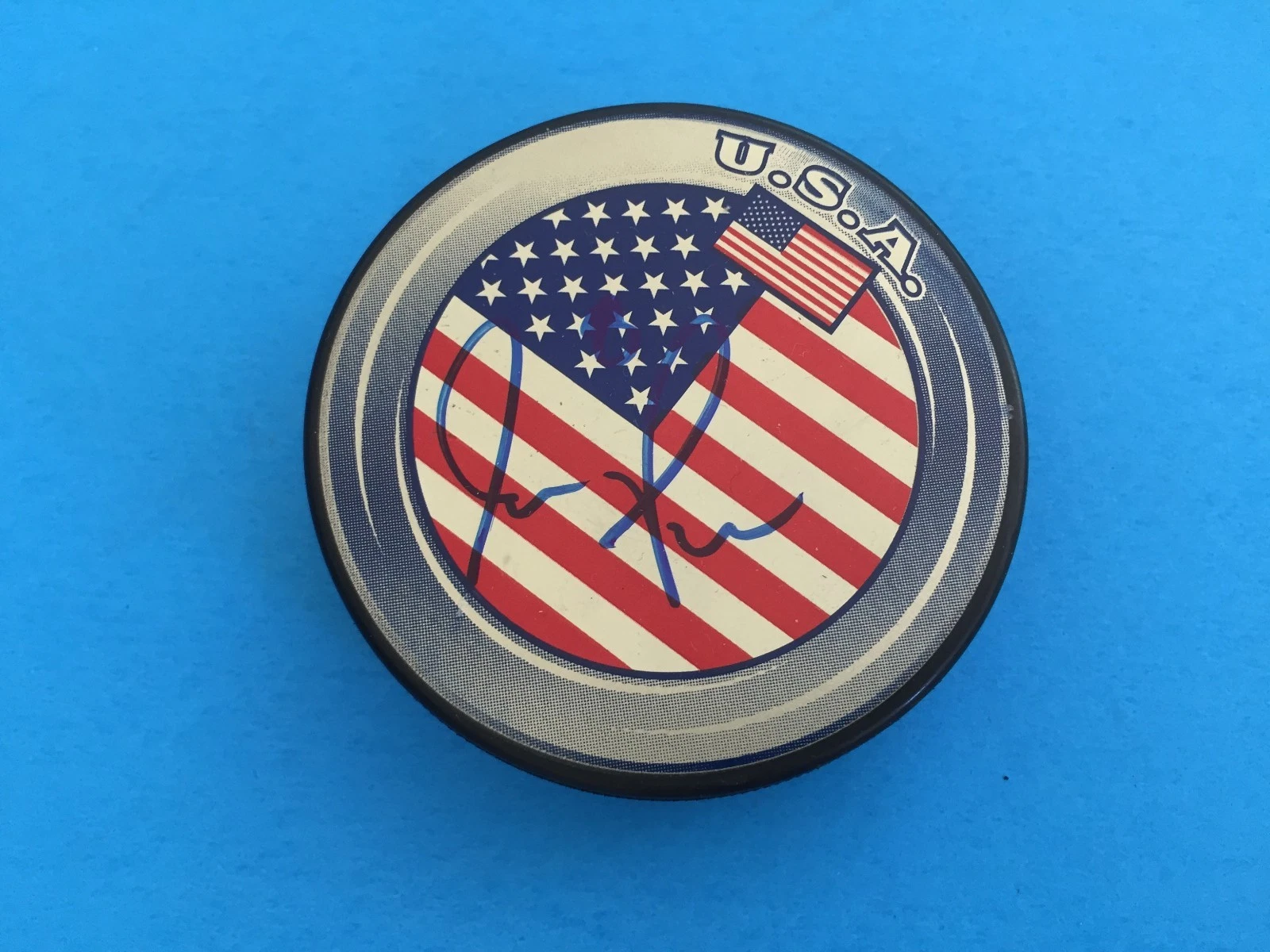 Joe Pavelski Captain America USA Hockey Signed Auto Puck
