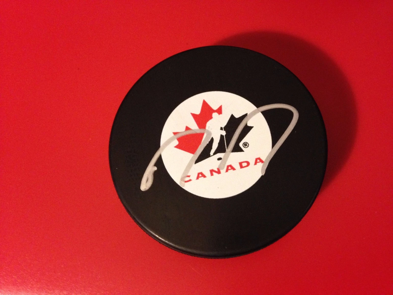 Ryan Johansen Blue Jackets Canada Olympic Signed Auto Puck
