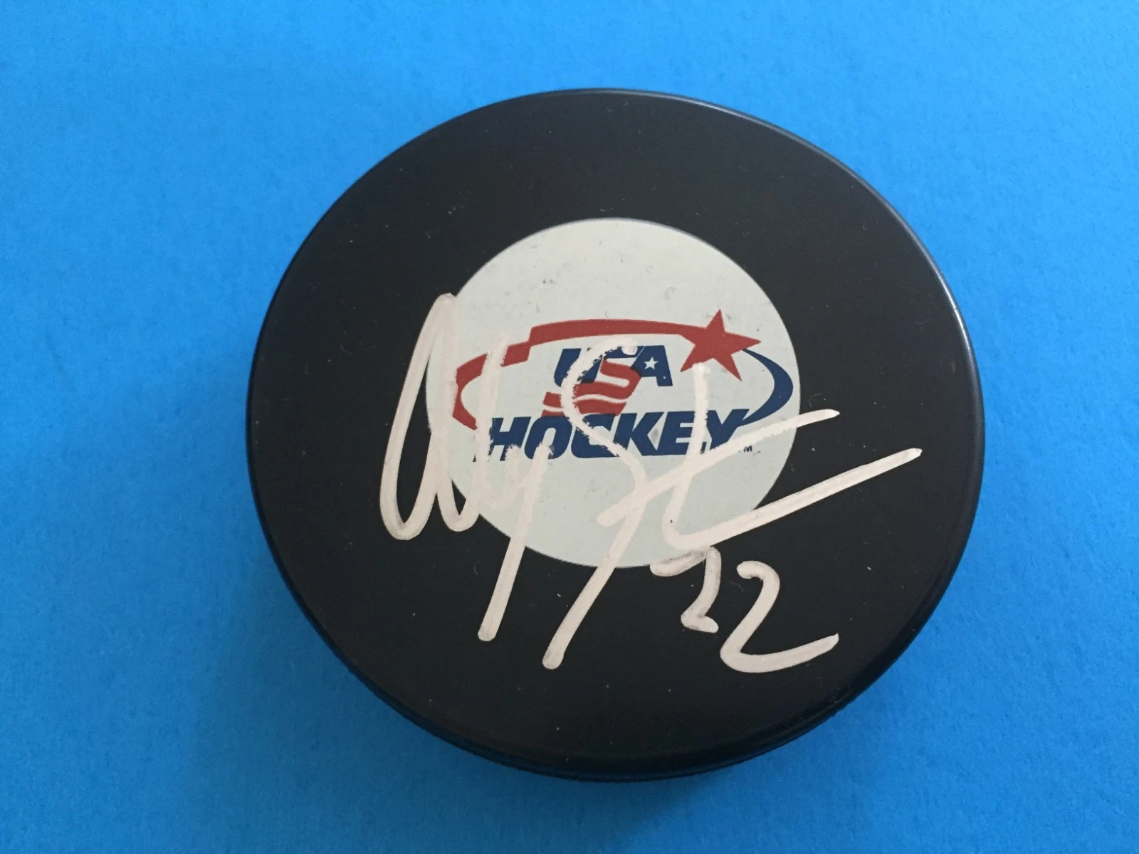 Alex Stalock Minnesota Wild USA Hockey Signed Auto Puck
