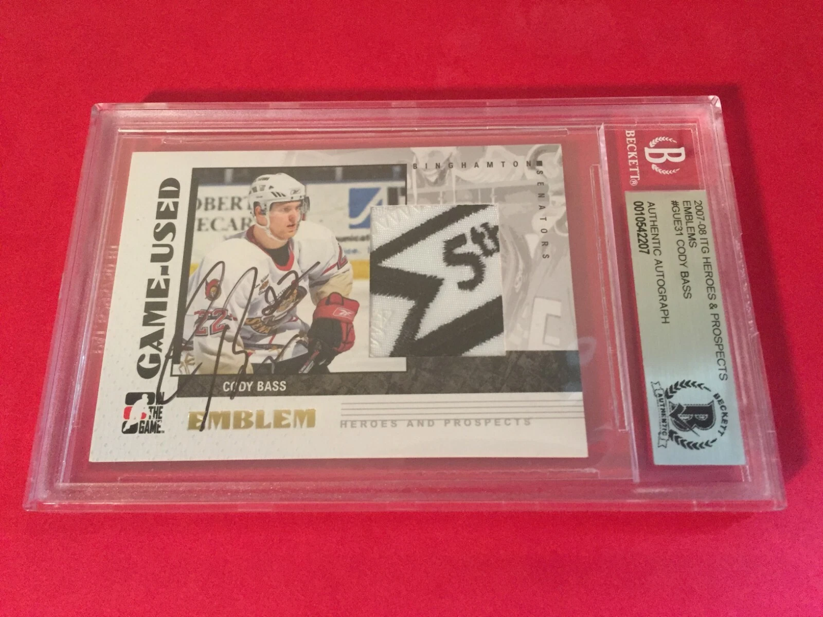 Cody Bass 2007-08 ITG Heroes & Prospects Game-Used Card Signed Auto Beckett BAS
