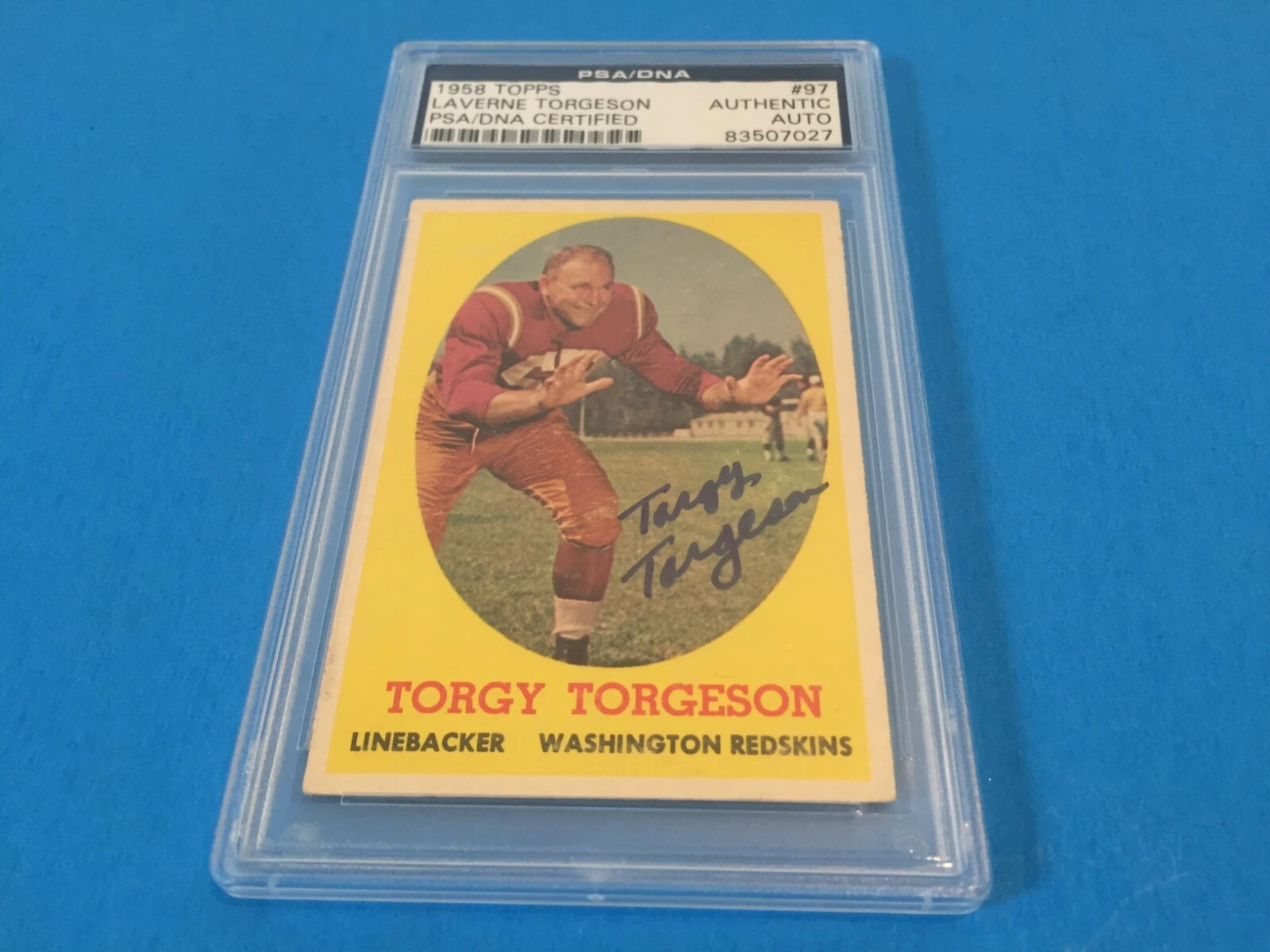 Laverne Torgy Torgeson Redskins 1958 Topps Signed Auto PSA/DNA ENCAPSULATED

