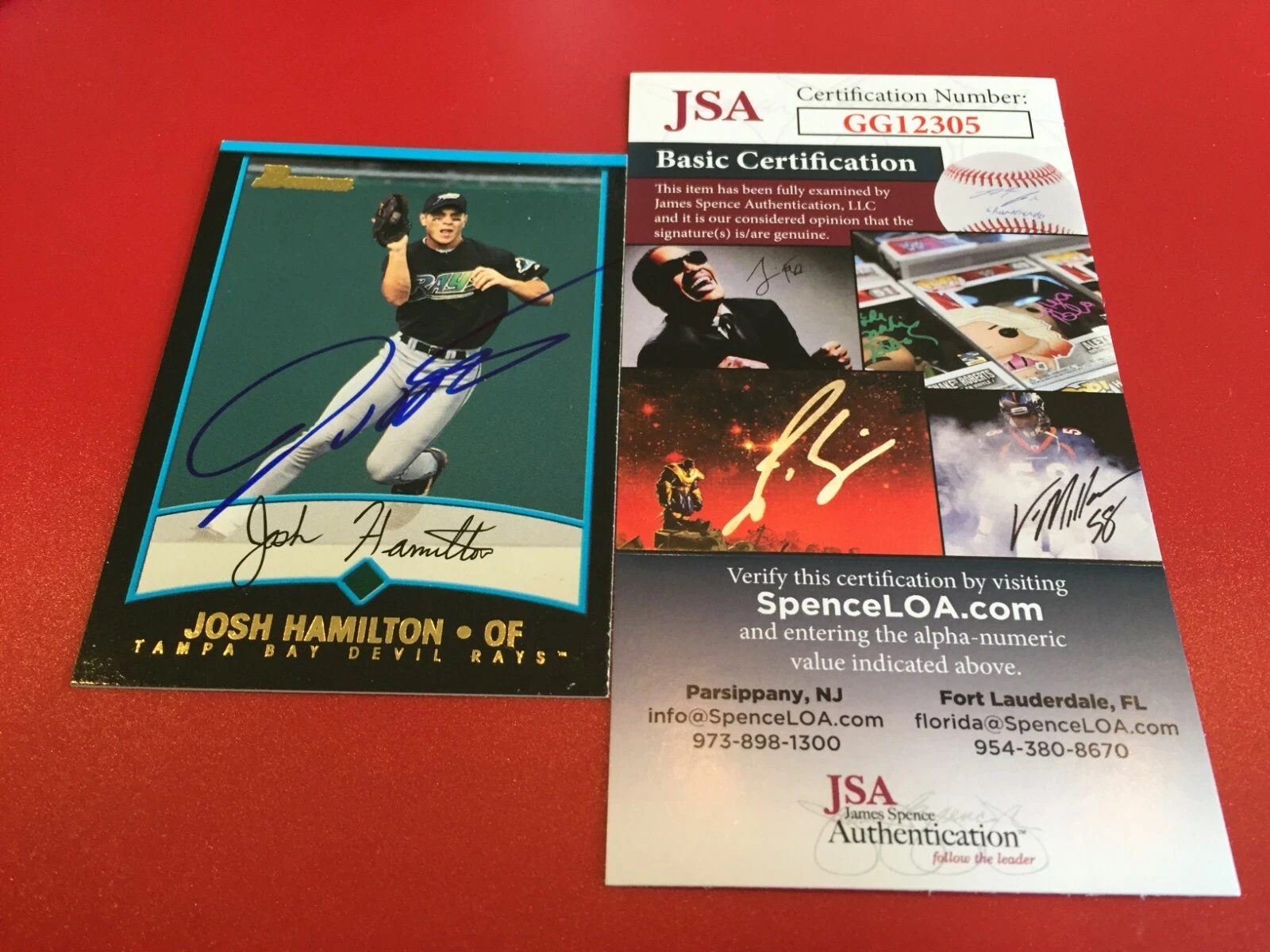 Josh Hamilton 2001 Bowman Card Signed Auto JSA COA
