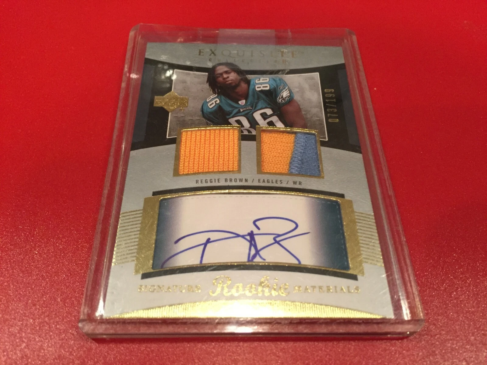 Reggie Brown 2005 Exquistie Collection Rookie 2-CLR Patch Jersey Auto 194/199
