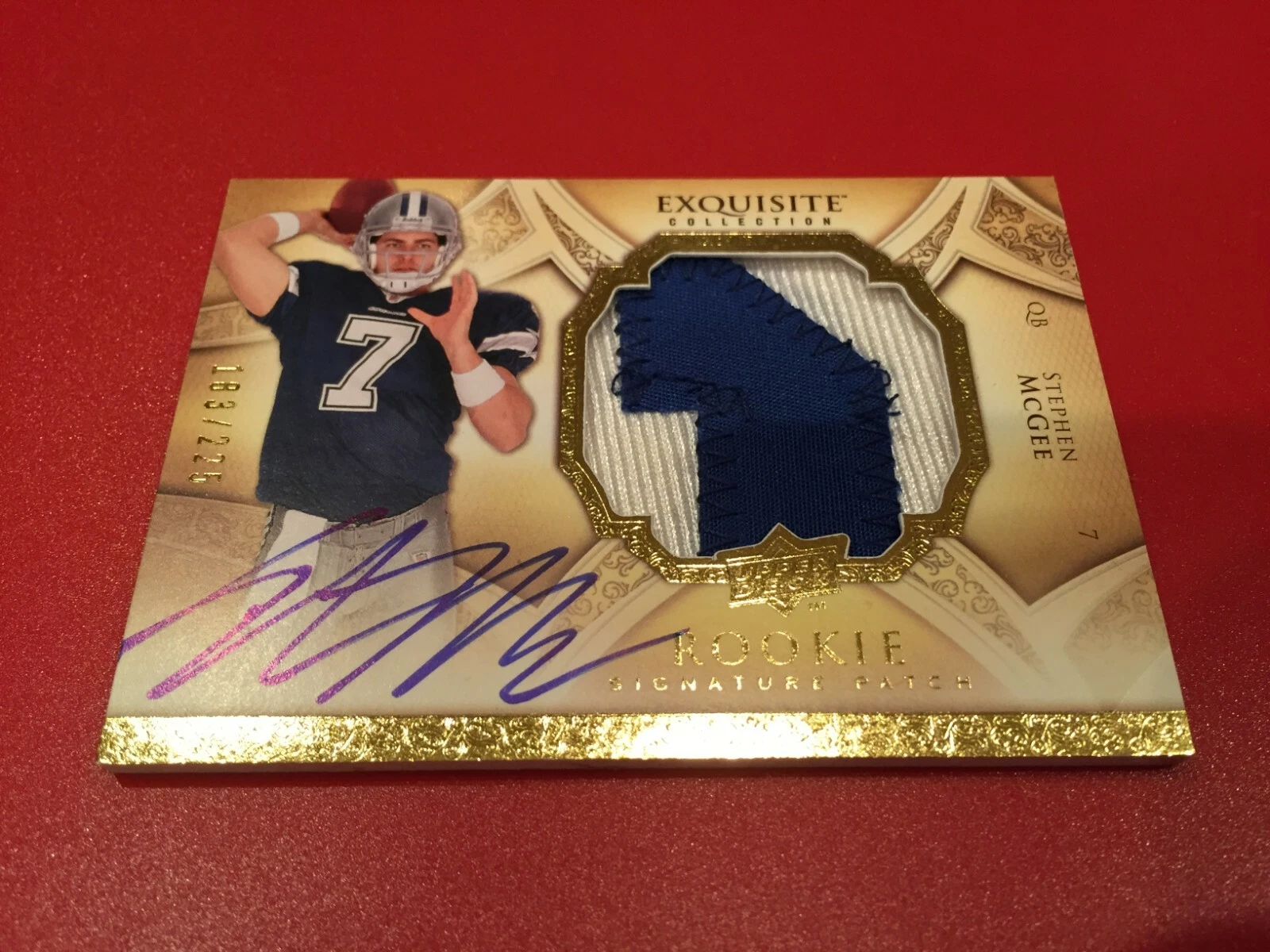 Stephen McGee 2009 Exquisite Collection Rookie 2-CLR Patch Jersey Auto /225
