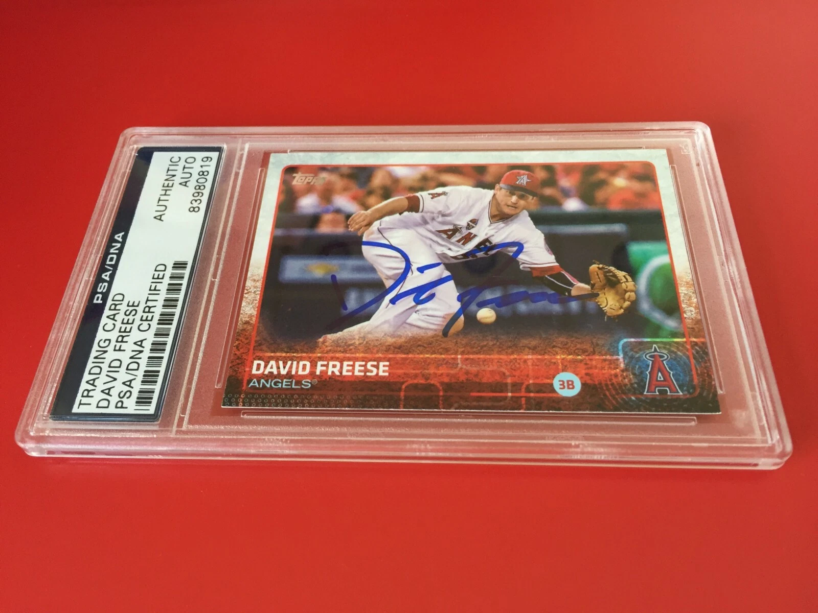 David Freese Angels 2015 Topps Card #610 Signed Auto PSA/DNA ENCAPSULATED
