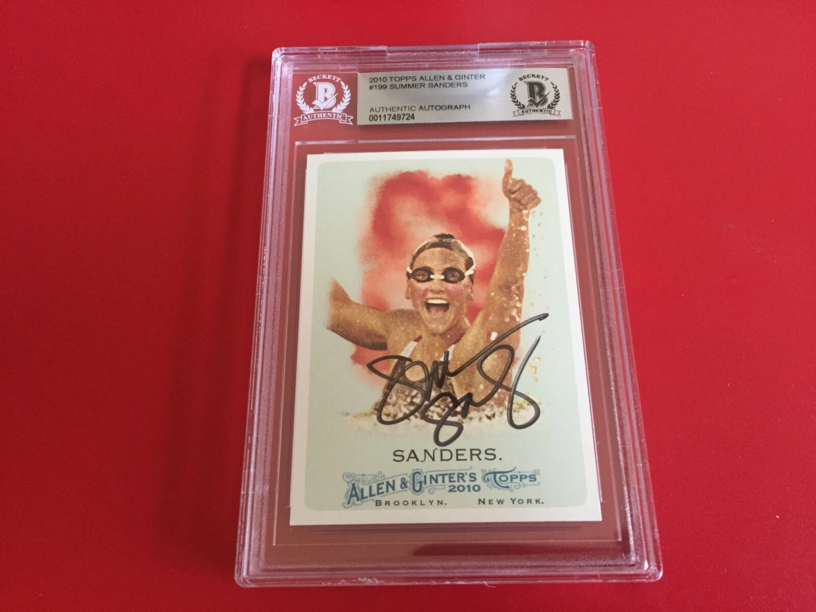 Summer Sanders Swimming 2010 Topps Allen & Ginter Signed Auto Beckett BAS
