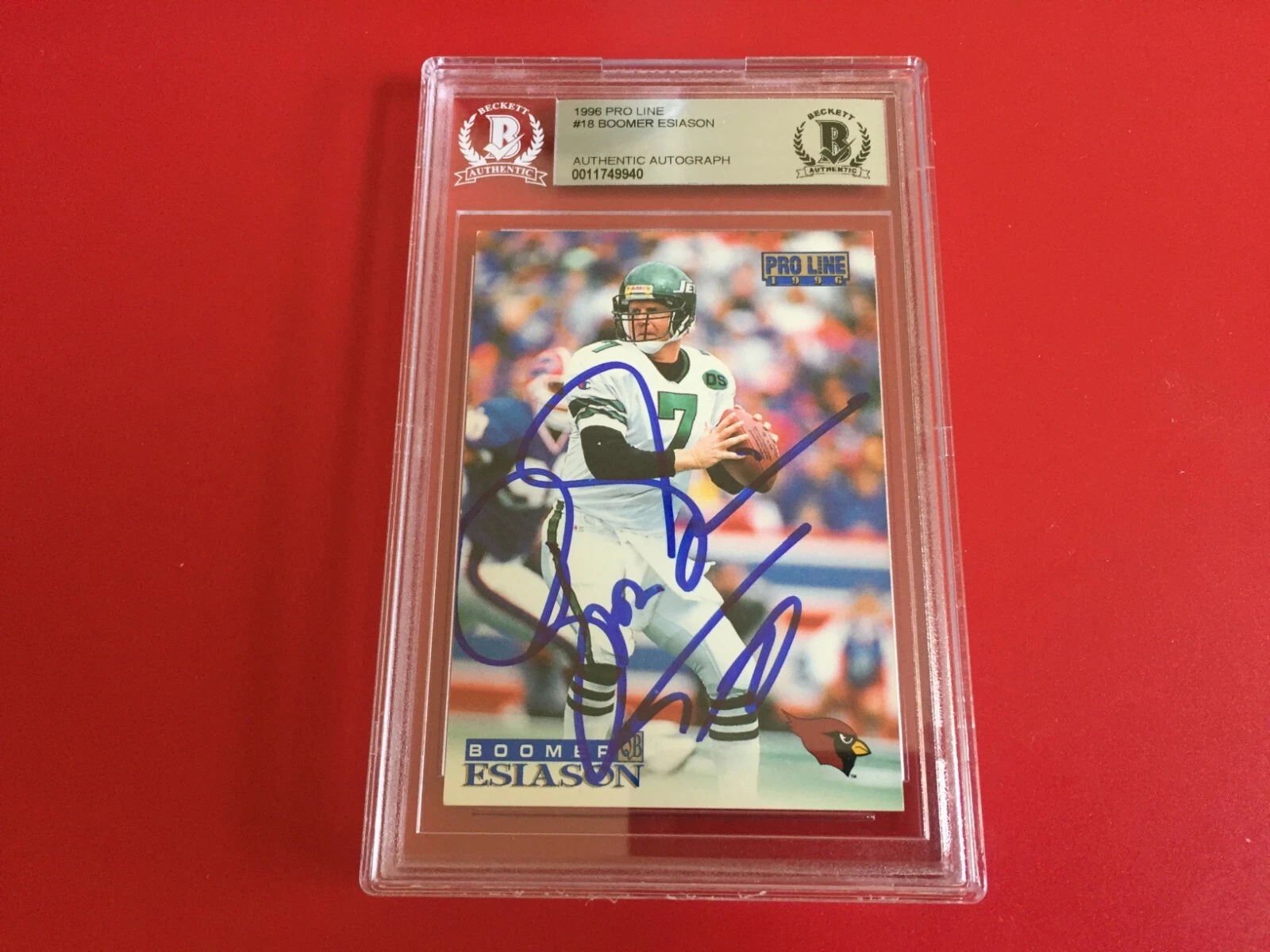 Boomer Esiason Jets 1996 Pro Line Card Signed Auto Beckett BAS Slabbed
