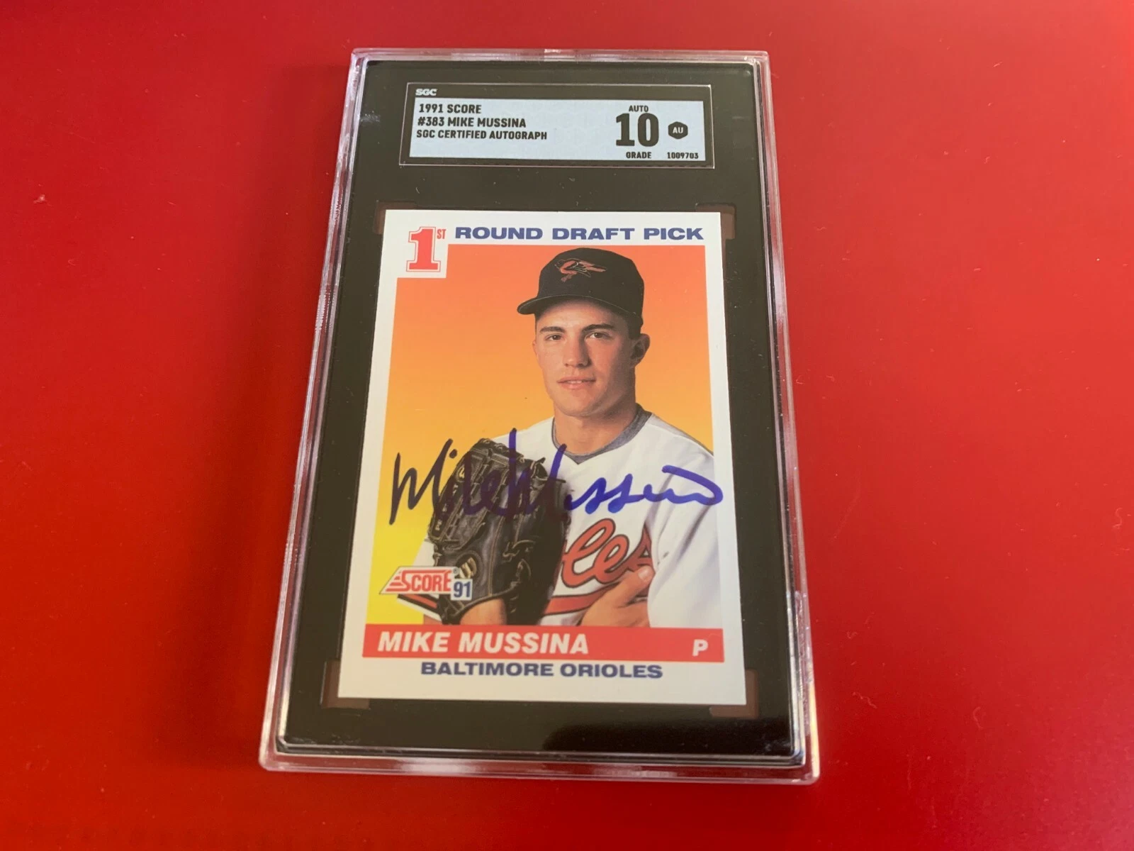 Mike Mussina Yankees 1991 Score Rookie Card Signed SGC Certified ENCAPSULATED
