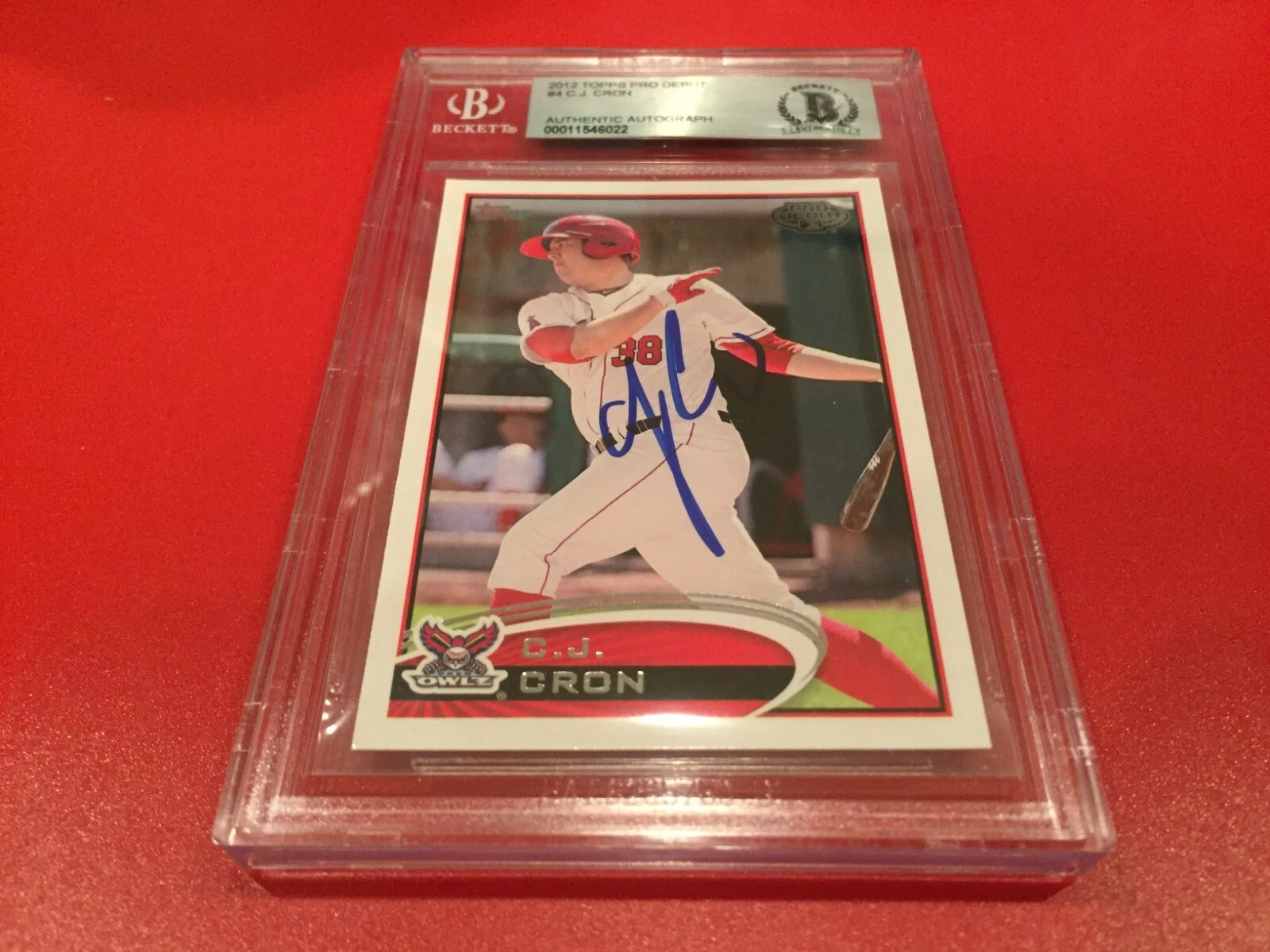 C.J. Cron 2012 Topps Pro Debut Rookie Signed Auto Beckett BAS Slabbed
