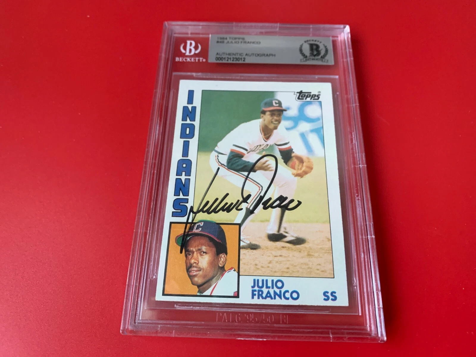 Julio Franco 1984 Topps Card Signed Auto Beckett BAS
