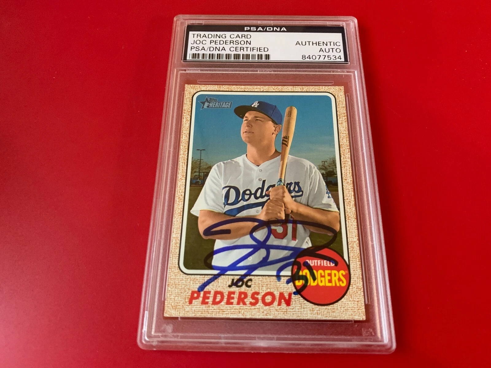 Joc Pederson Dodgers 2017 Topps Heritage Card Signed Auto PSA/DNA Slabbed
