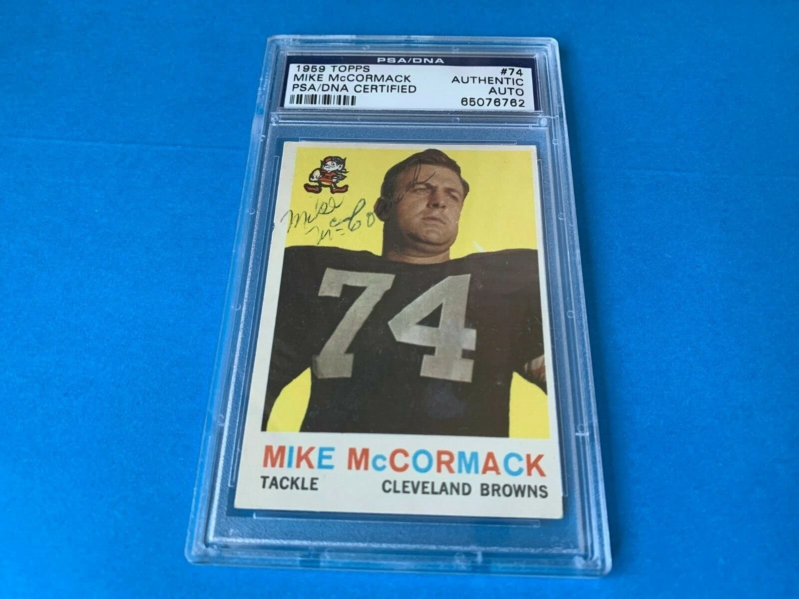 Mike McCormack Browns 1959 Topps Signed Auto PSA/DNA ENCAPSULATED
