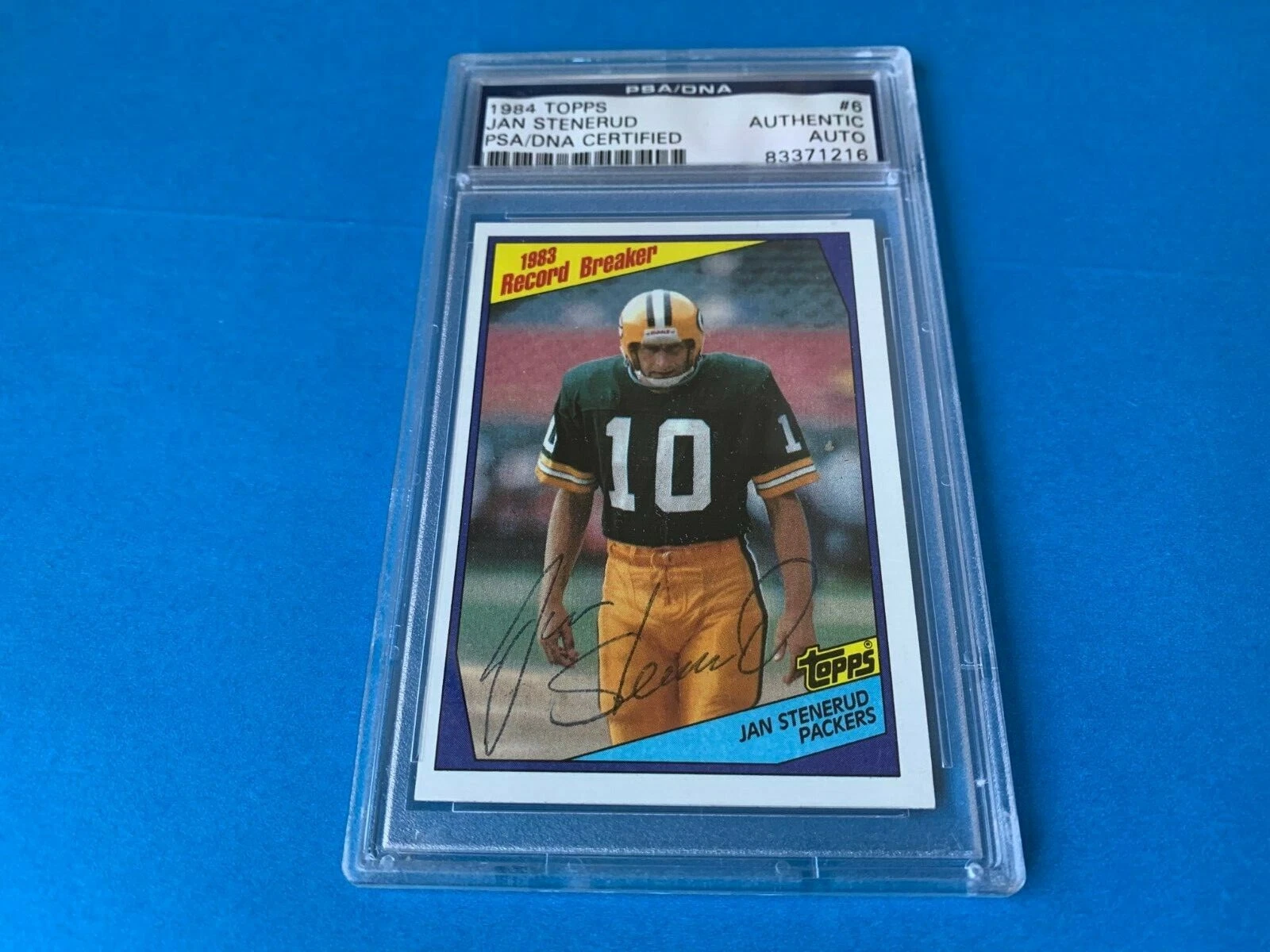 Jan Stenerud Packers 1984 Topps Signed Auto PSA/DNA ENCAPSULATED
