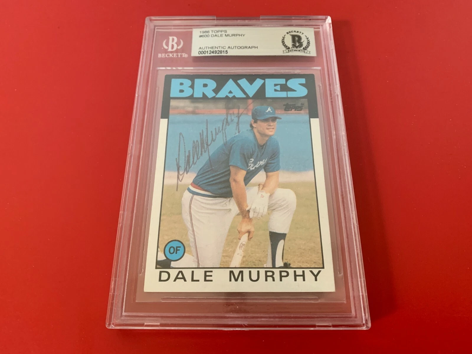Dale Murphy Braves 1986 Topps Card Signed Auto Beckett BAS Slabbed
