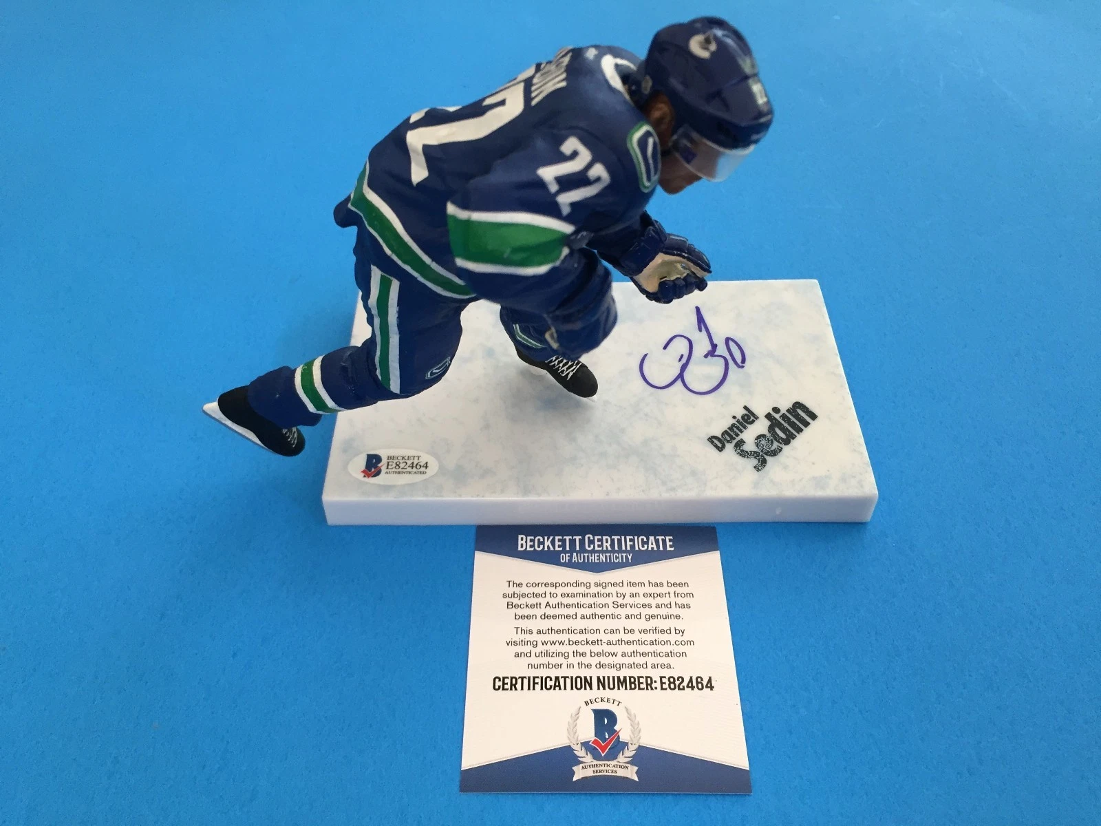 Daniel Sedin Canucks Signed Auto McFarlane Action Figurine Beckett BAS COA
