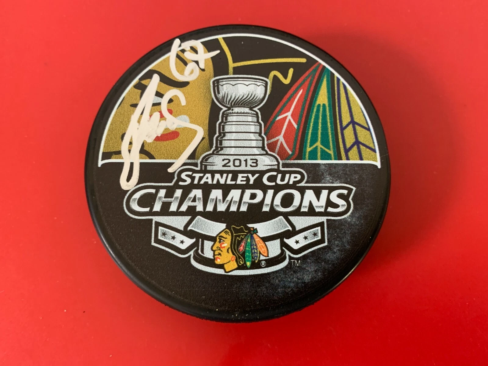 Michael Frolik Blackhawks 2013 Stanley Cup Champions Signed Auto Puck
