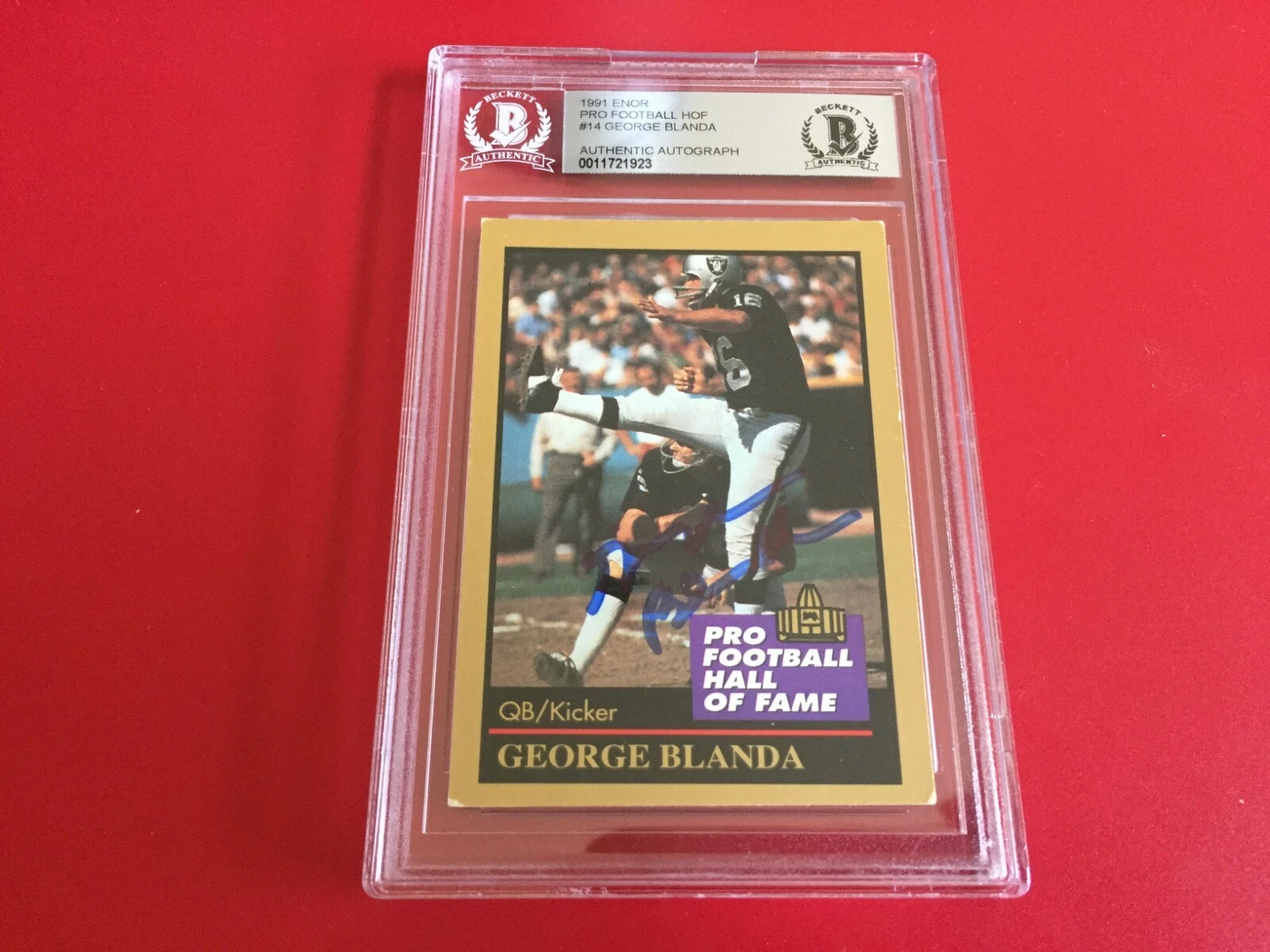 George Blanda 1991 Enor Pro Football HOF Card Signed Auto Beckett BAS Slabbed
