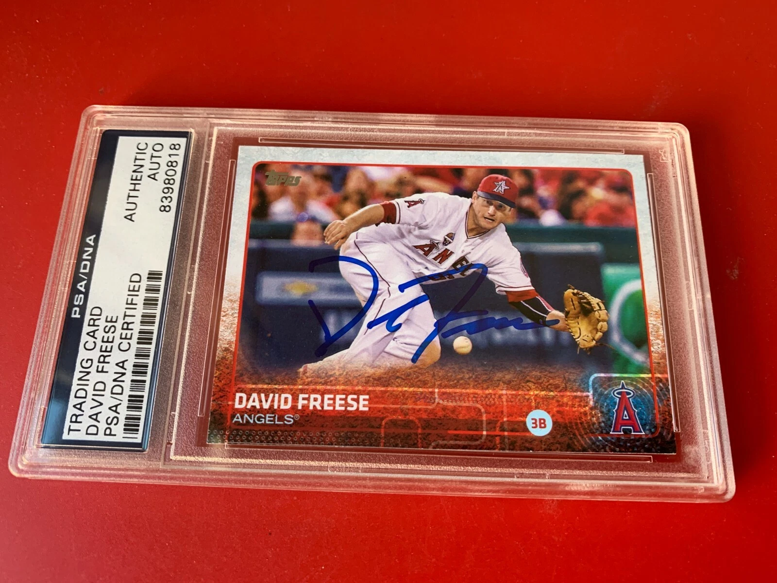 David Freese Angels 2015 Topps Card #610 Signed Auto PSA/DNA ENCAPSULATED
