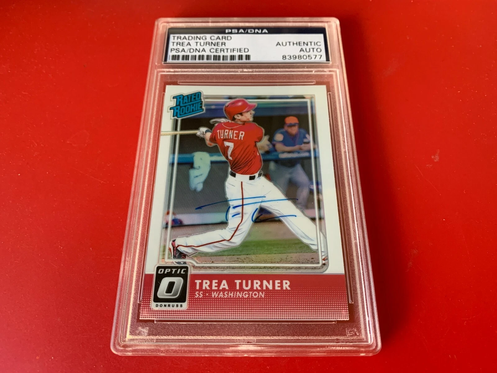Trea Turner 2016 Donruss Opic Rookie Card Signed Auto PSA/DNA ENCAPSULATED
