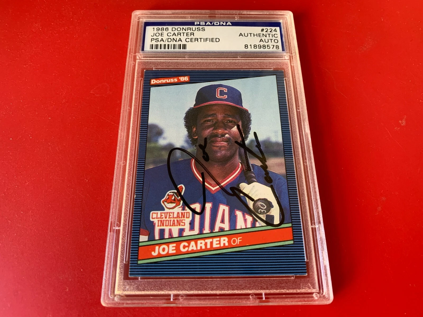 Joe Carter Blue Jays1986 Donruss Card Signed Auto PSA/DNA ENCAPSULATED
