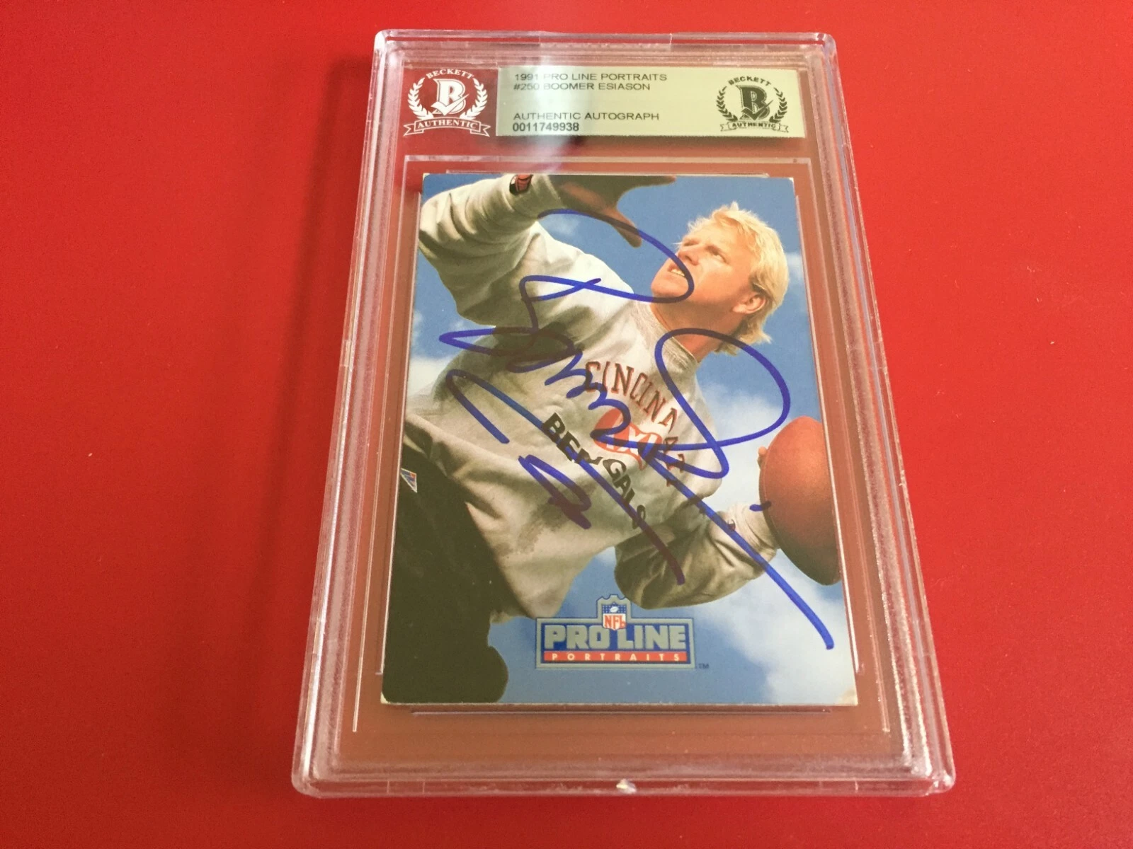 Boomer Esiason 1991 Pro Line Portraits Card Signed Auto Beckett BAS Slabbed
