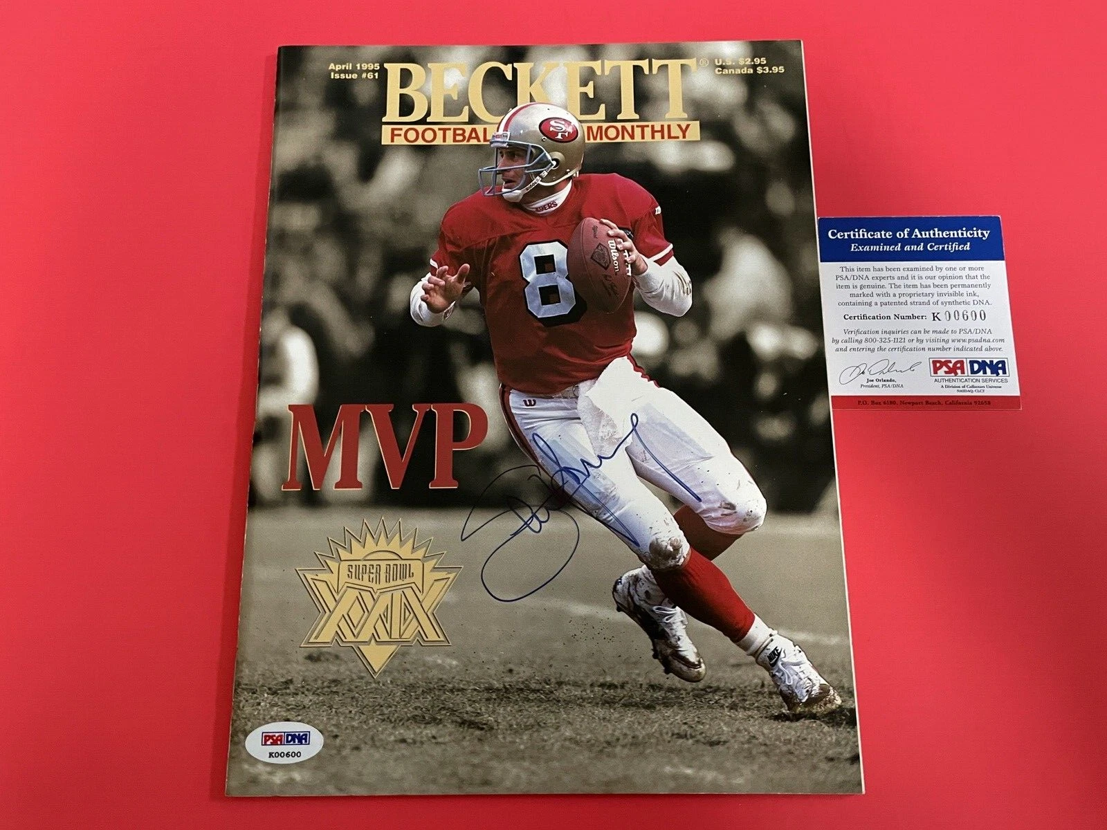 Steve Young 49ers 1995 Beckett Magazine Signed PSA/DNA COA
