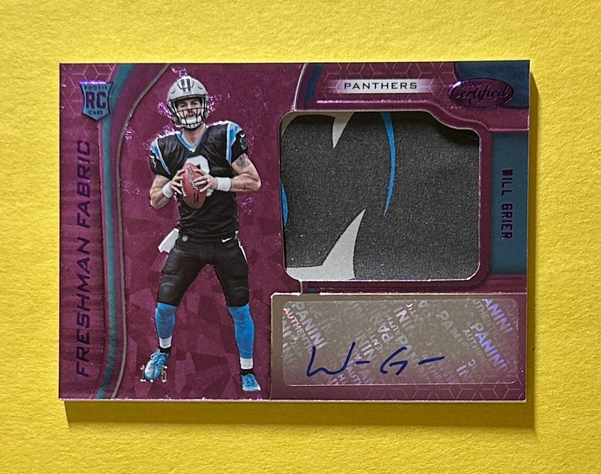2019 PANINI CERTIFIED WILL GRIER ROOKIE PATCH AUTO SSP /5 #215 PANTHERS
