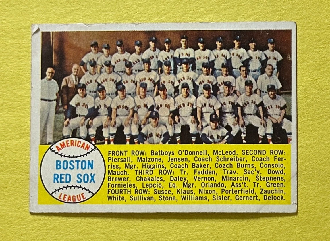1958 TOPPS BOSTON RED SOX TEAM CARD #312
