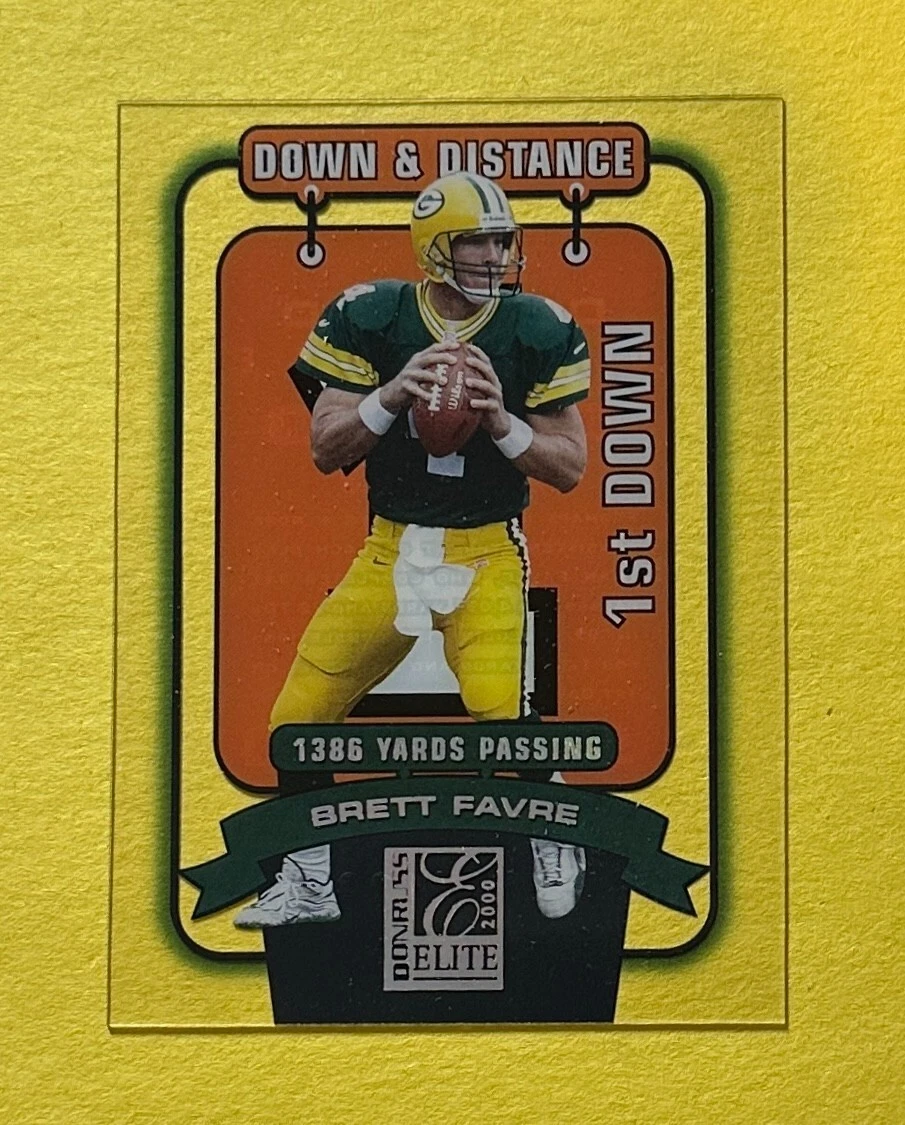 2000 DONRUSS ELITE BRETT FAVRE DOWN & DISTANCE 1ST DOWN /1386 #DD-201 PACKERS
