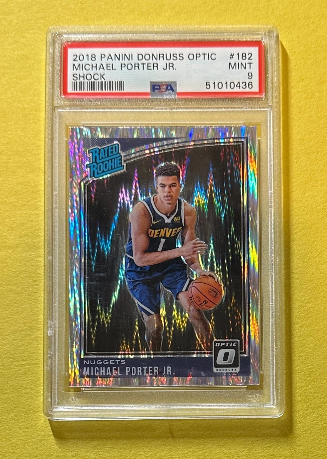 2018 PANINI DONRUSS OPTIC MICHAEL PORTER JR. SHOCK RATED ROOKIE #182 PSA MINT 9
