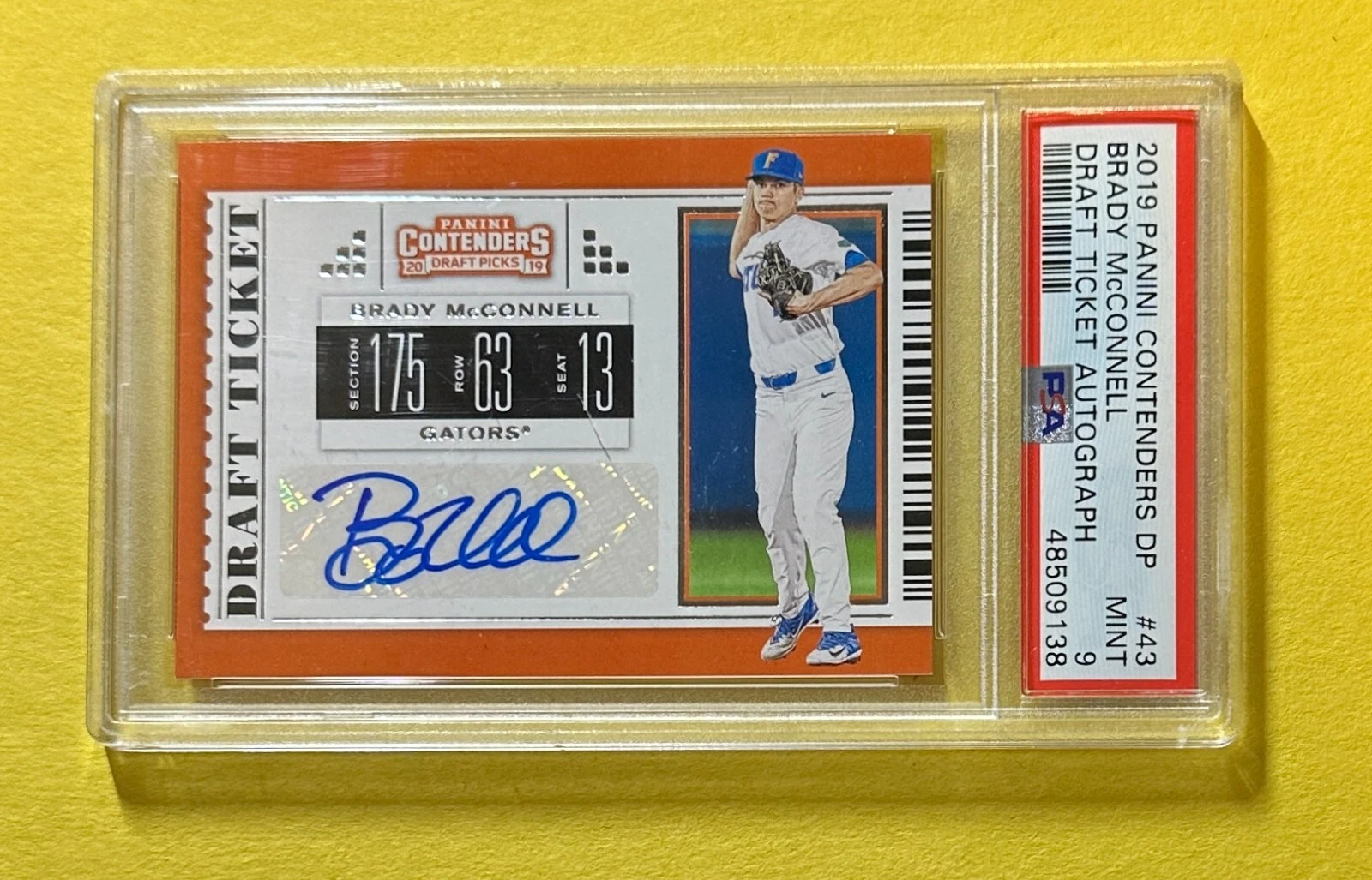 2019 PANINI CONTENDERS DRAFT PICKS BRADY MCCONNELLL AUTO #43 PSA MINT 9
