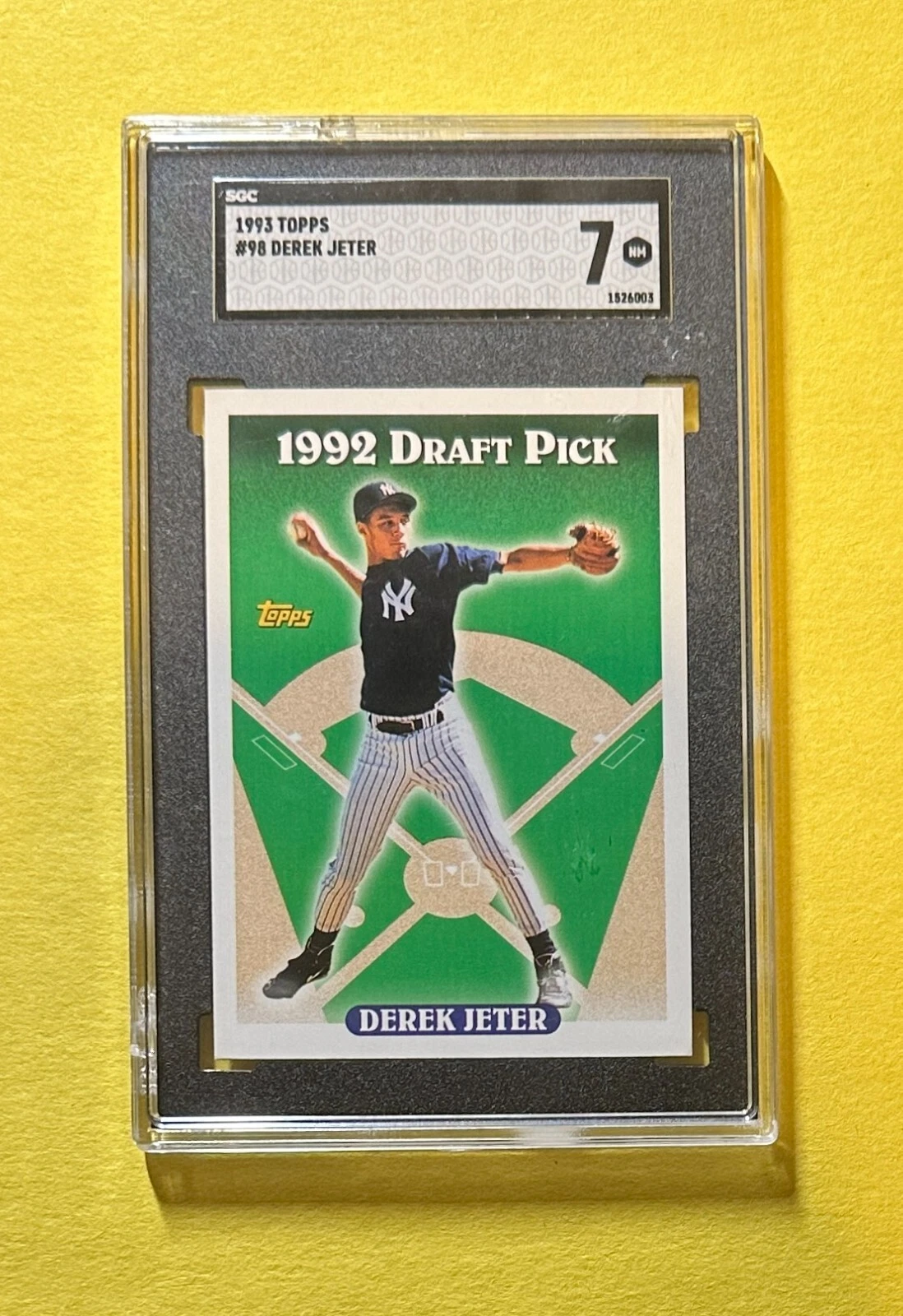 1992 TOPPS DEREK JETER 1992 DRAFT PICK #98 SGC NM 7 YANKEES HOF
