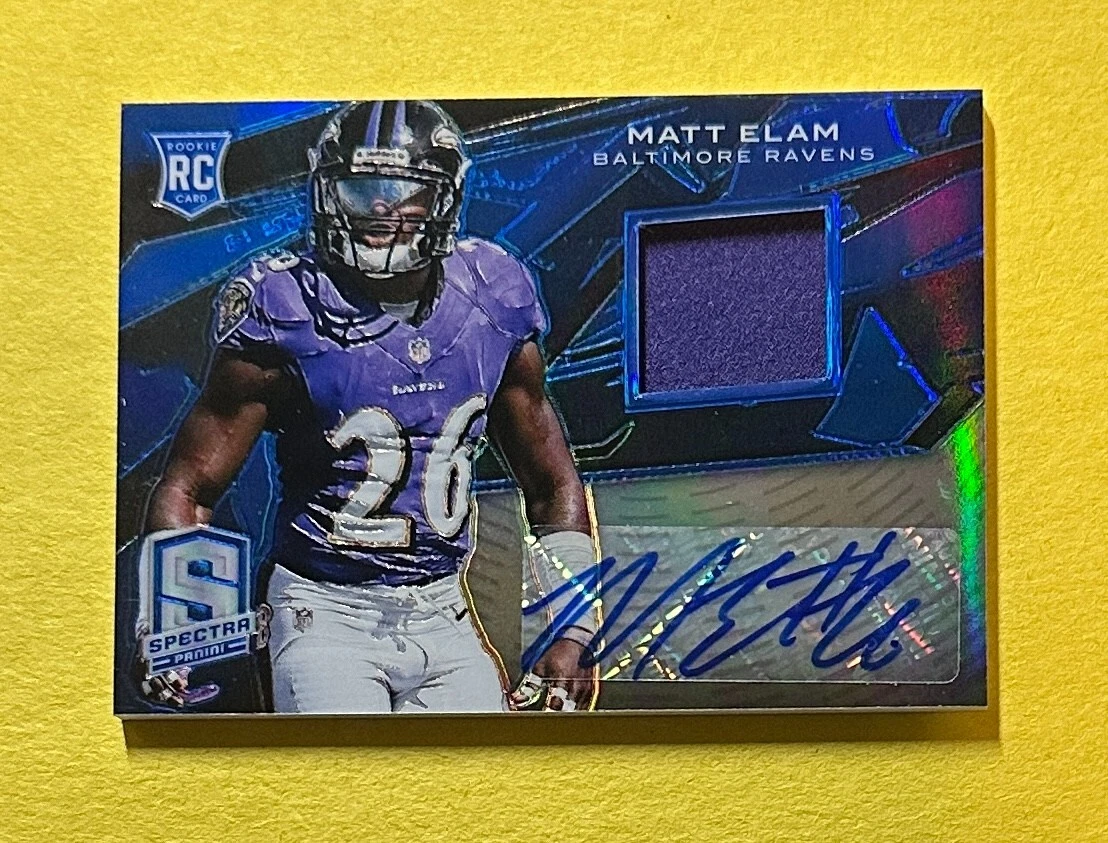 2013 PANINI SPECTRA MATT ELAM ROOKIE PATCH AUTO /49 #168 RAVENS
