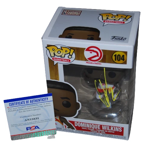 DOMINIQUE WILKINS signed (ATLANTA HAWKS) #104 Funko Pop PSA/DNA AN13831
