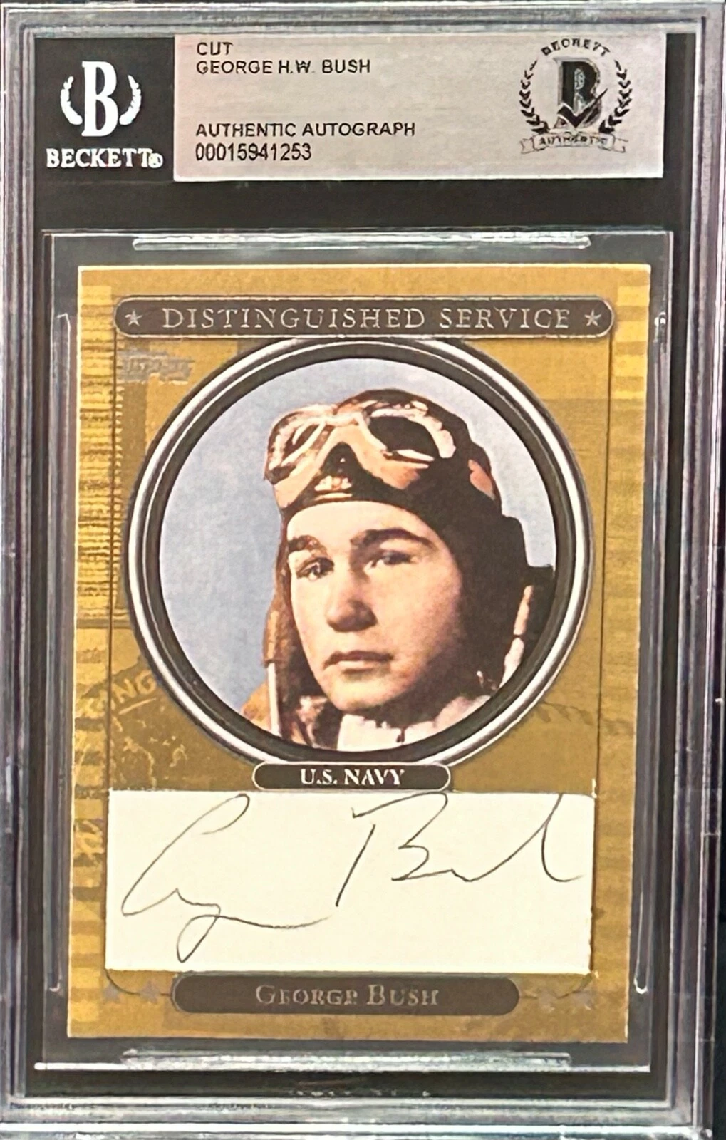 GEORGE HW BUSH Signed Autograph Encapsulated Navy Card BAS 41st US President
