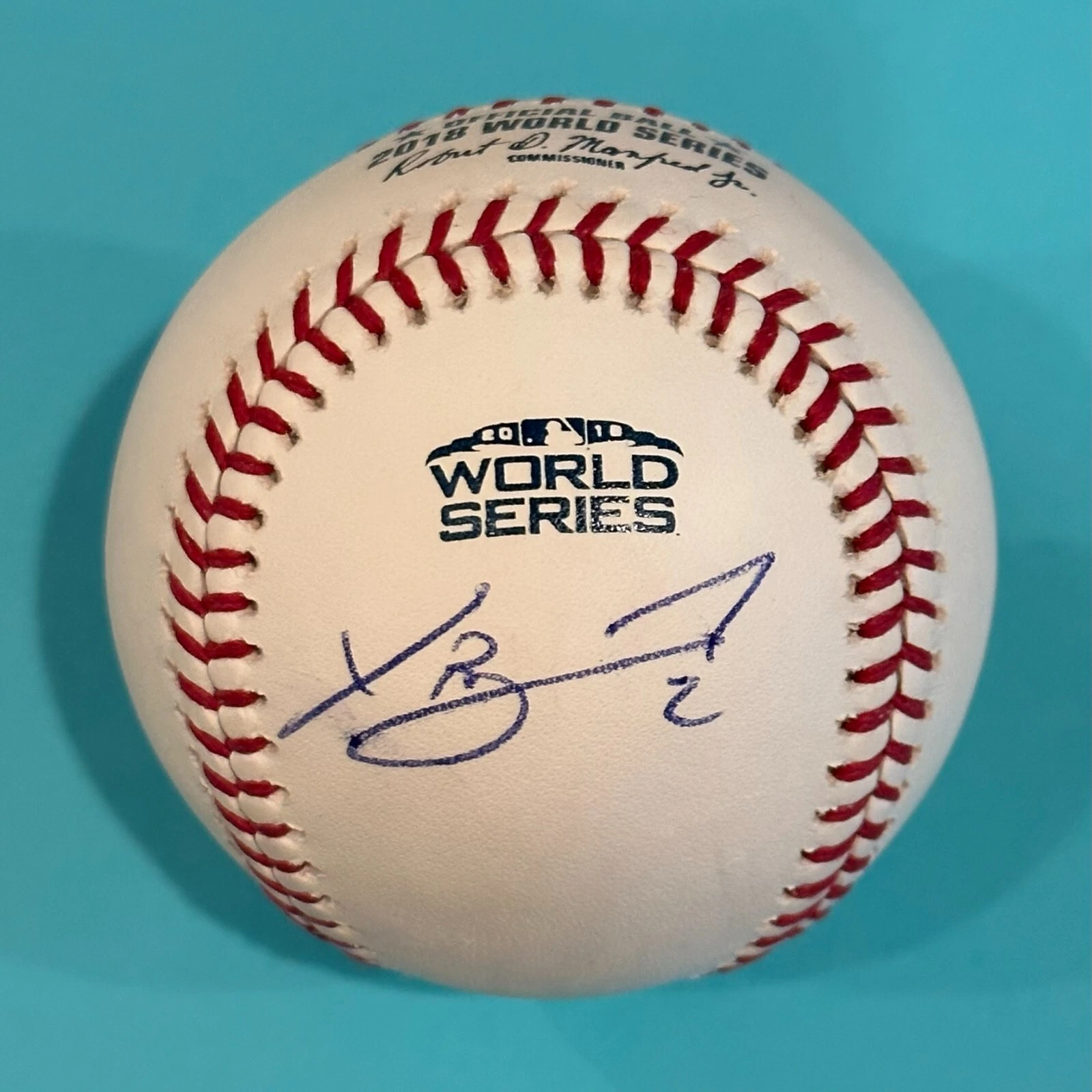 XANDER BOGAERTS (RED SOX) SIGNED OFFICIAL 2018 WORLD SERIES BASEBALL BECKETT COLLECTIBLE MEMORABILIA
