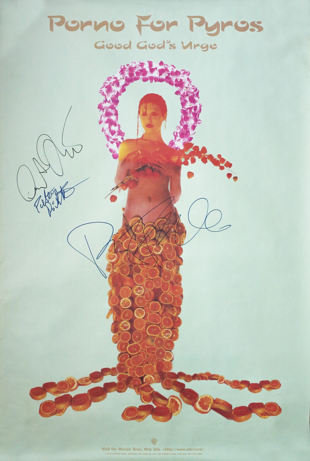 Porno For Pyrons Signed Good God's Urge poster Perry +2 Jane's Addiction ACOA
