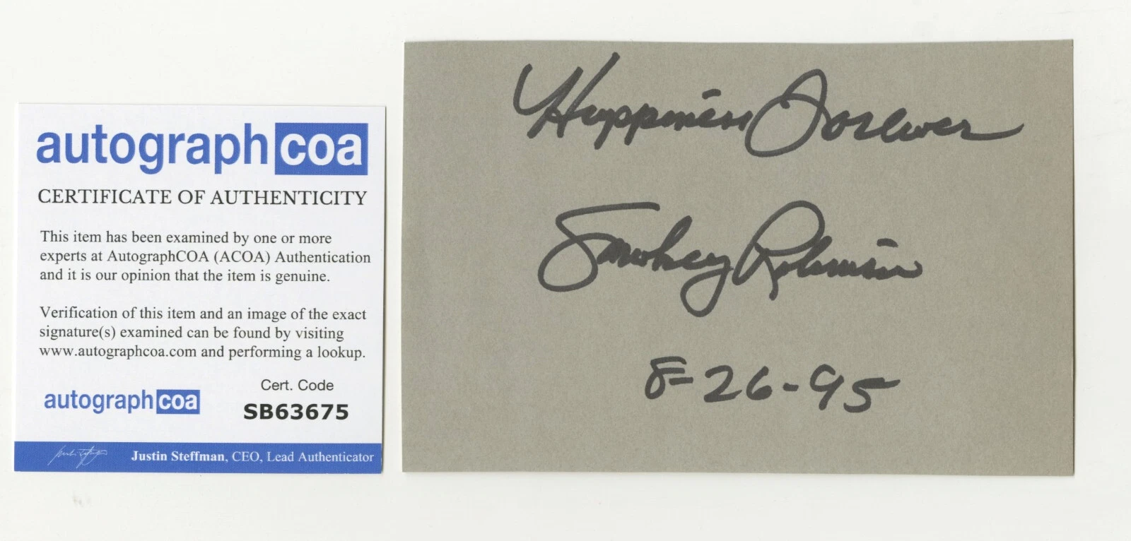 Smokey Robinson of the Miracles (motown) autograph, ACOA Certified. (b)
